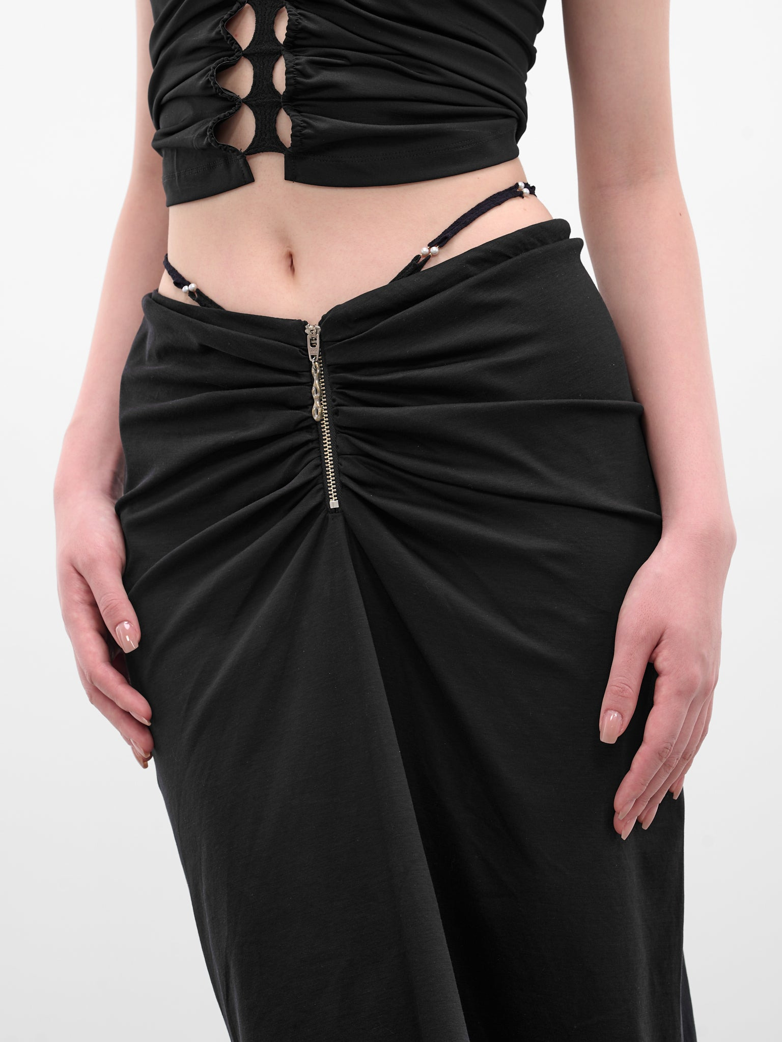 Black G-String Combo Ruched Skirt - 5