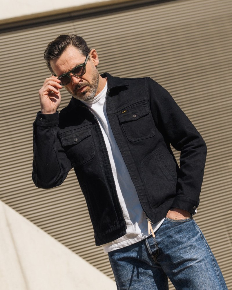 IHJ-123-OD 14OZ BROKEN TWILL SELVEDGE DENIM WORK JACKET - INDIGO OVERDYED BLACK 4