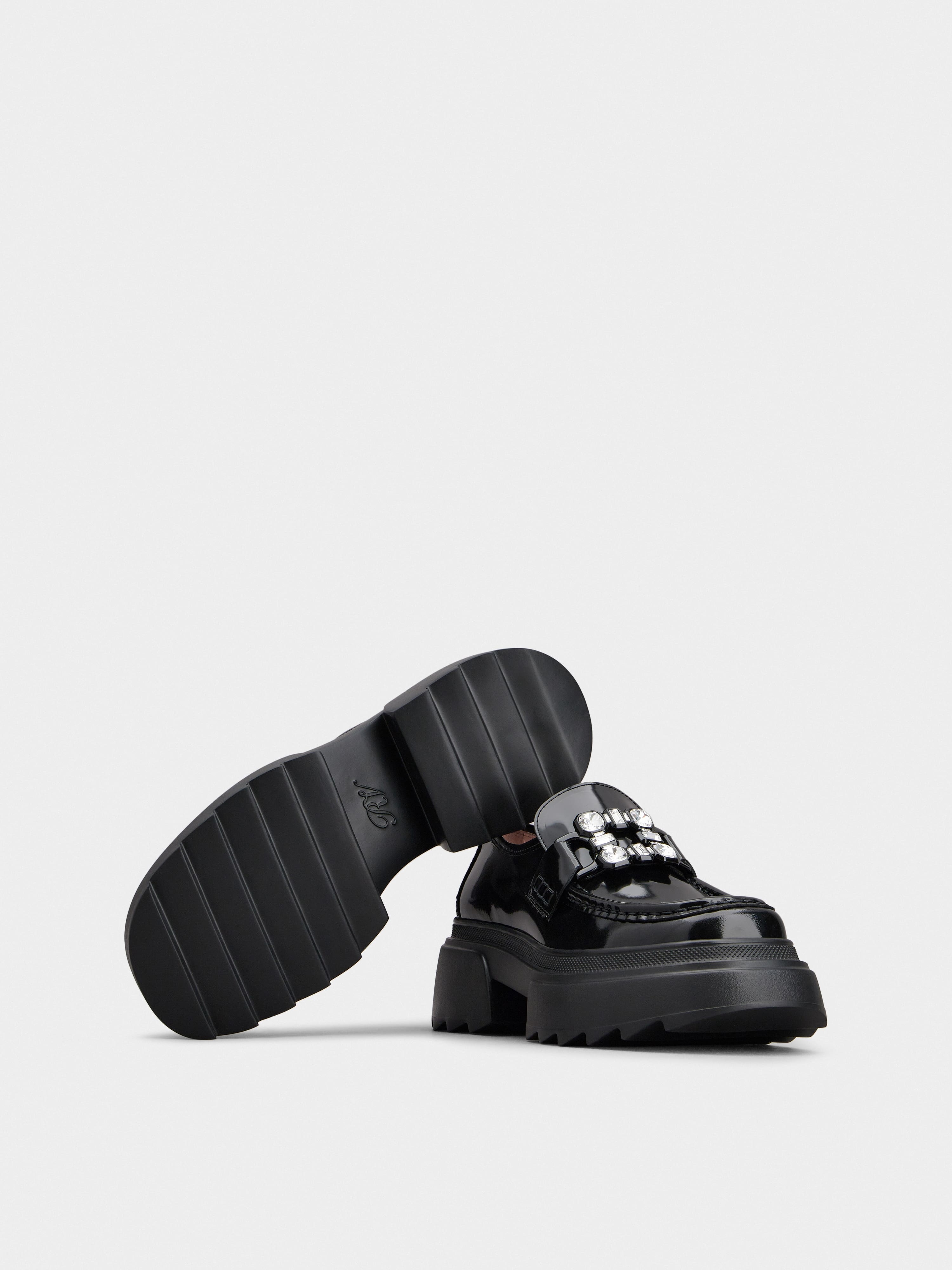 Wallaviv Strass Buckle Loafers in Leather - 6