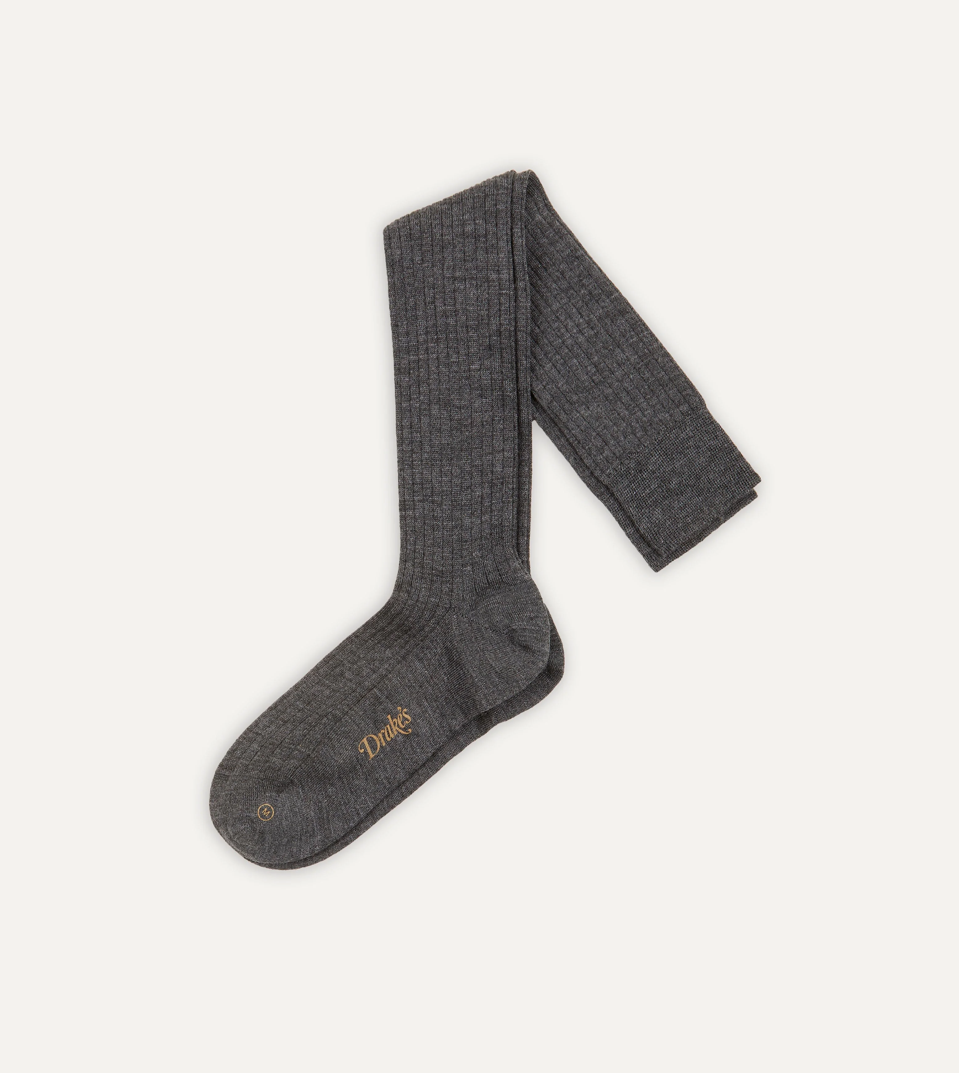 Grey Wool Over-The-Calf Socks - 1