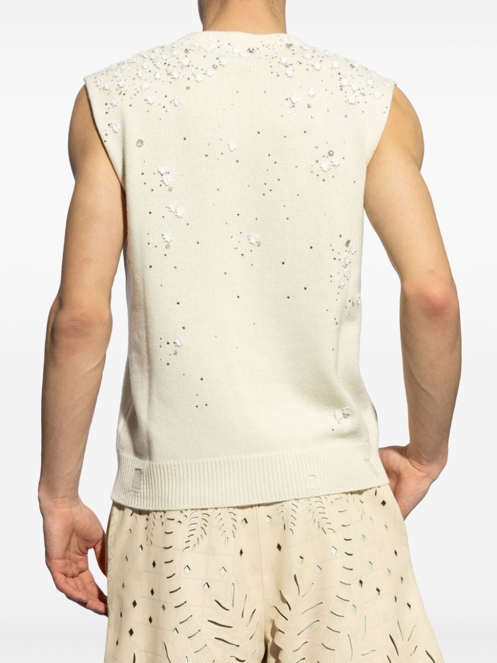 embroidered cashmere vest - 4