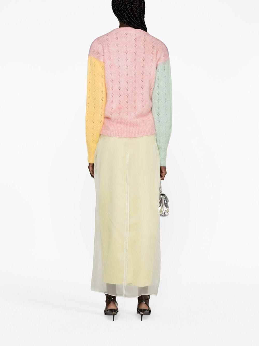 colour-block cable-knit jumper - 4