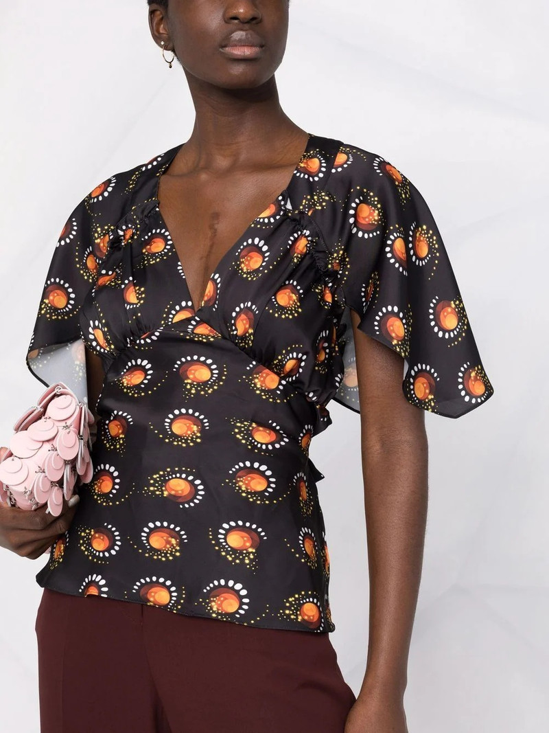 motif-print V-neck top 5