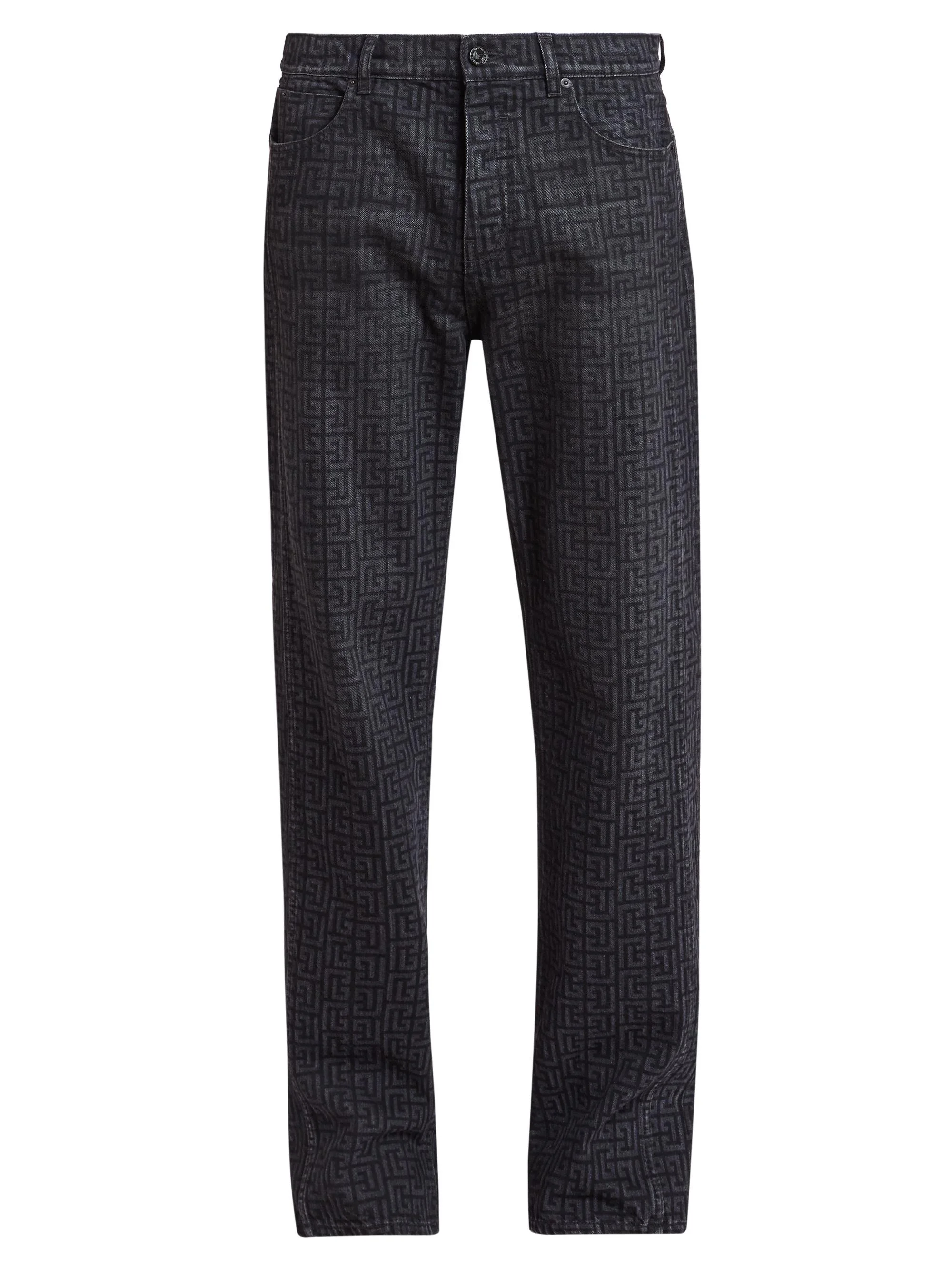 Men's Monogram Straight-Leg Jeans - Noir Delave Gris Moyen - 1