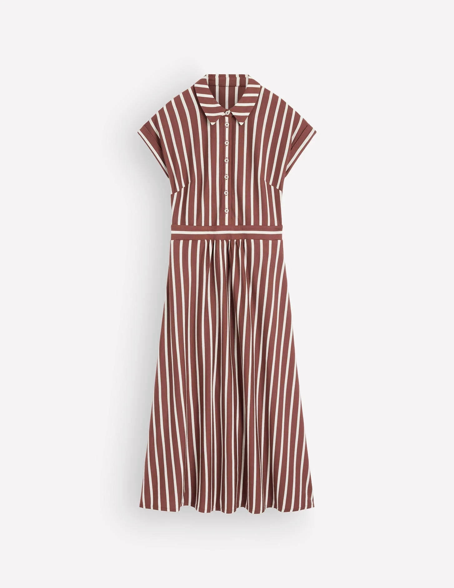 Fae Jersey Shirt Dress-Brown Stripe - 1