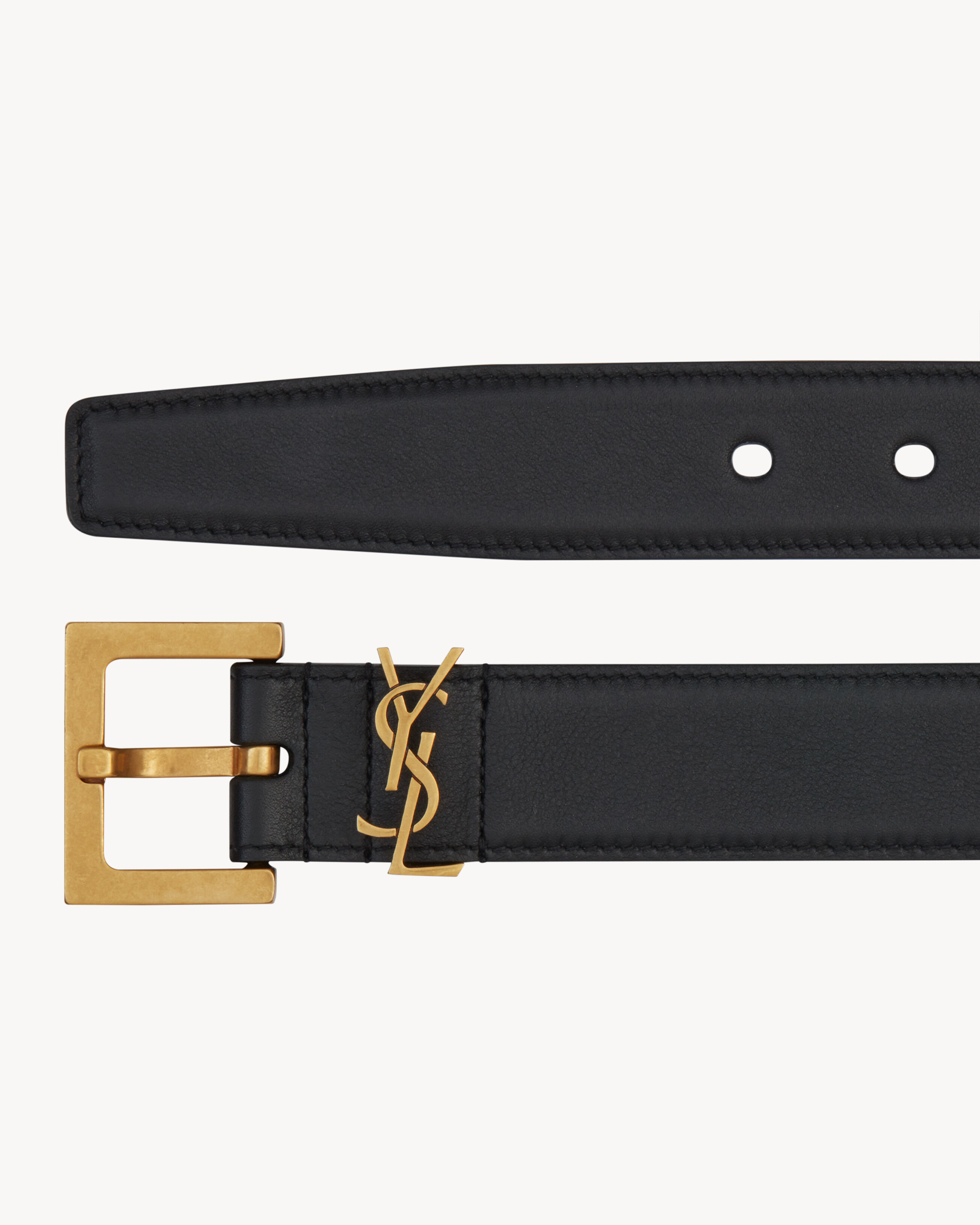 monogram belt with square buckle in smooth leather - 2