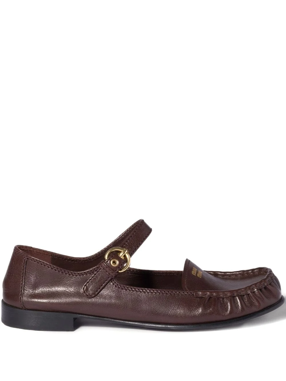 strap-detail leather loafers - 1