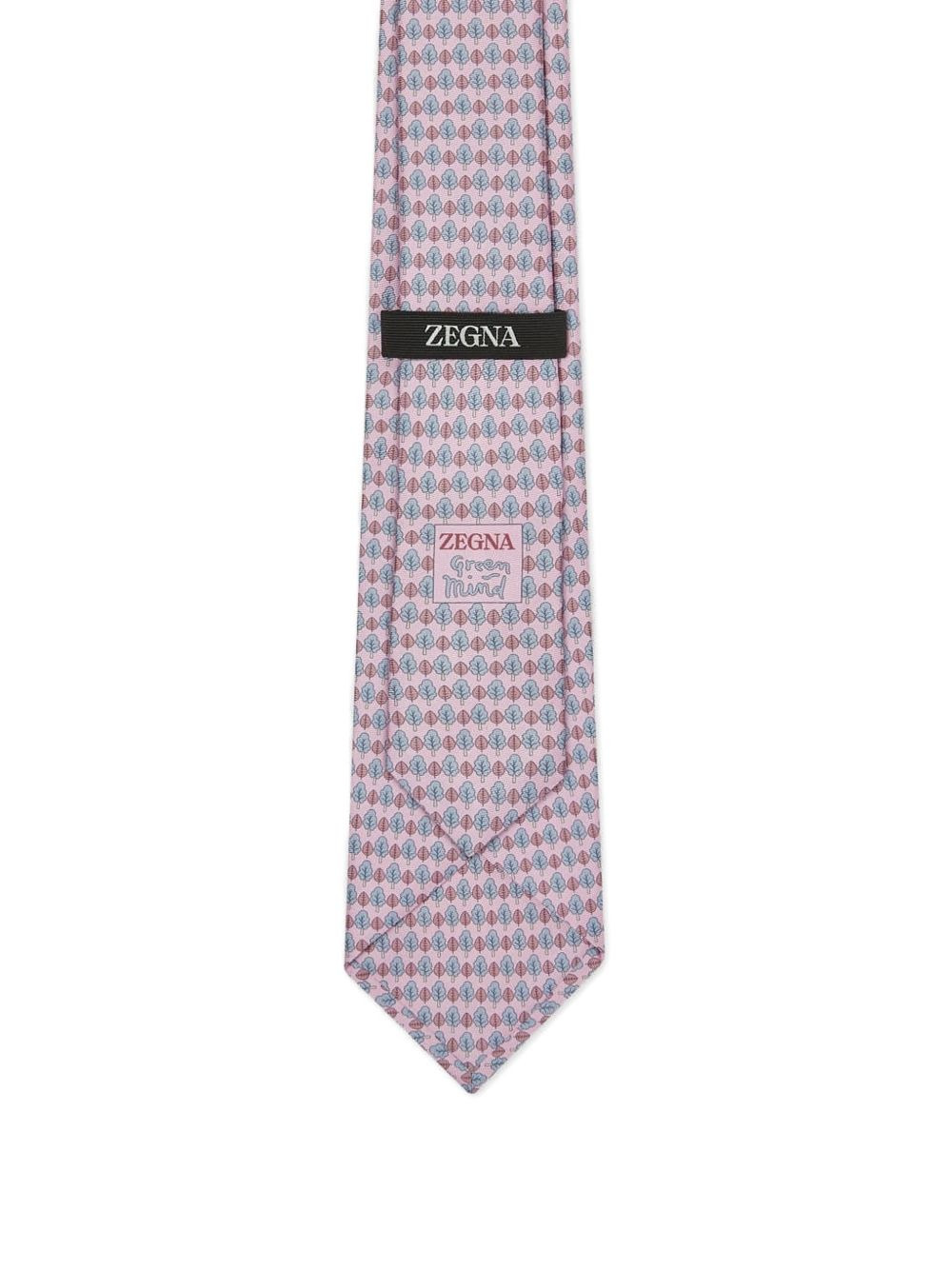 leaf-print silk tie - 2