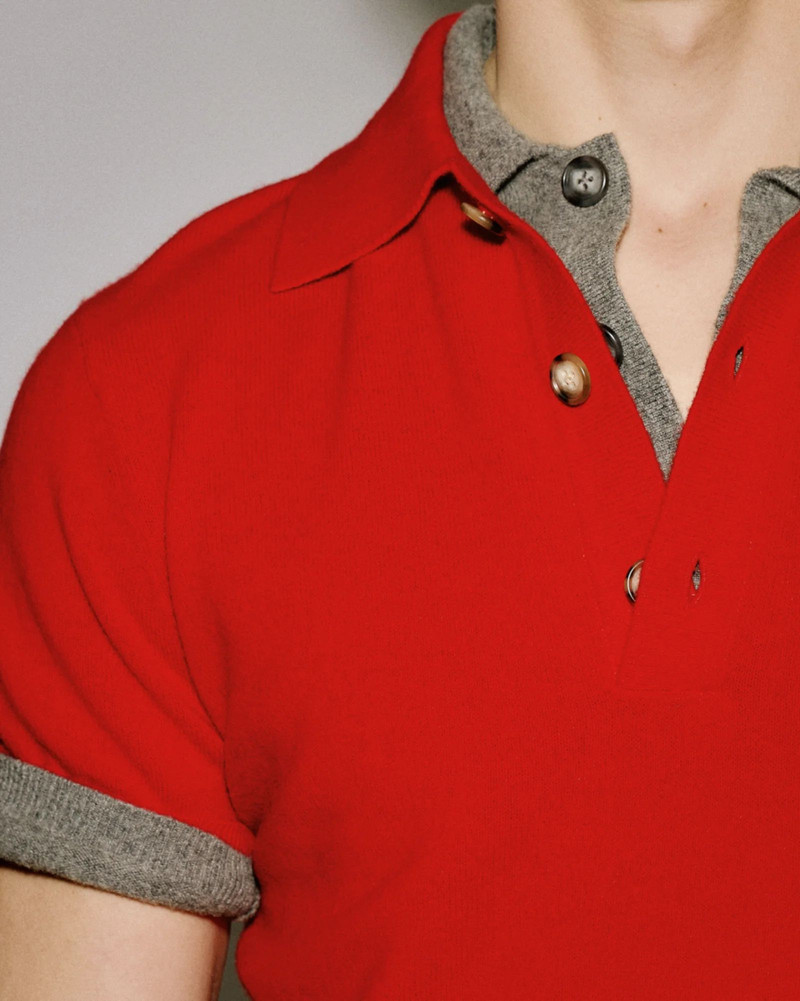 SHORT SLEEVE KNIT CASHMERE POLO RED 6
