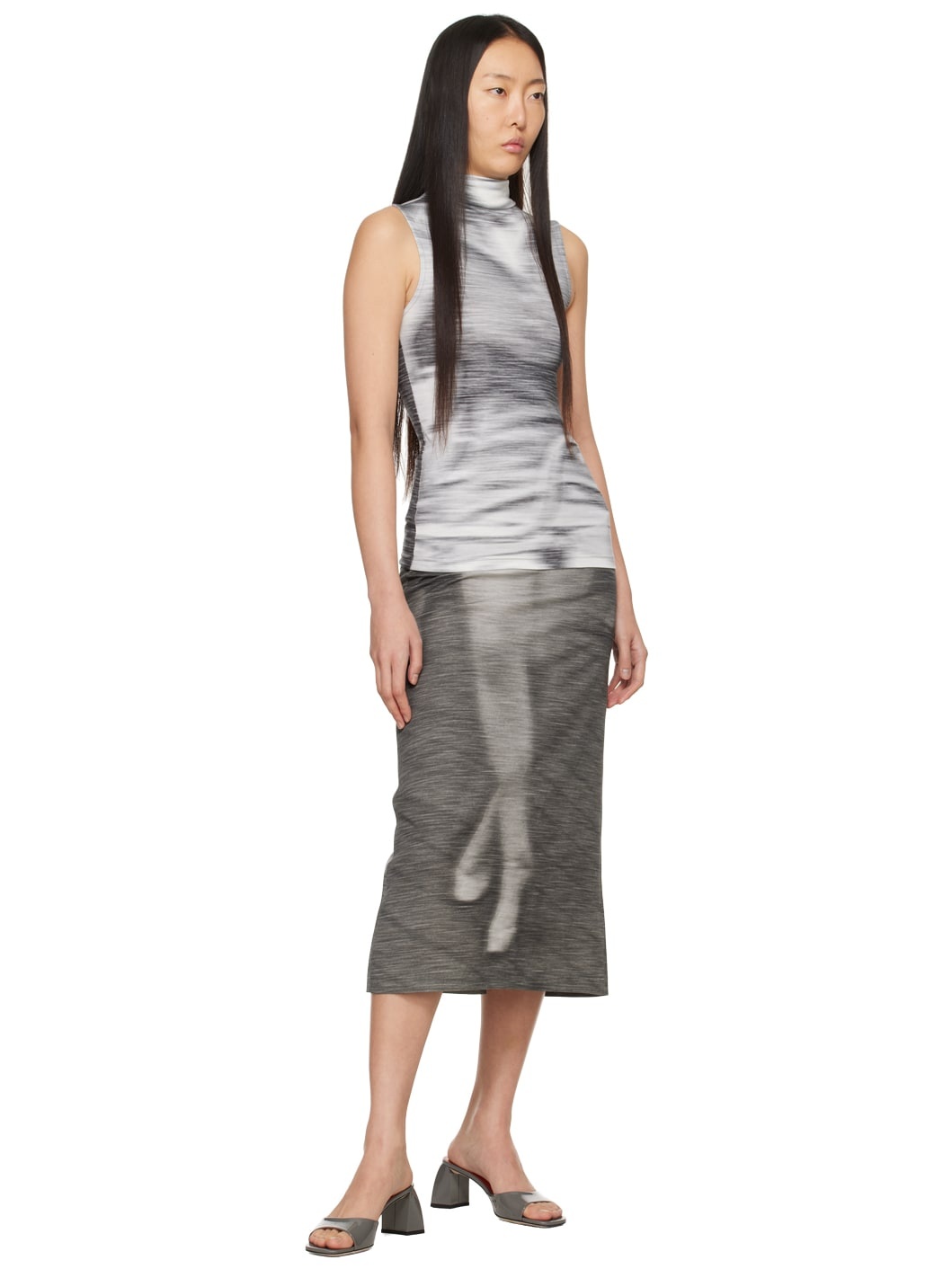 Gray Printed Tank Top - 4