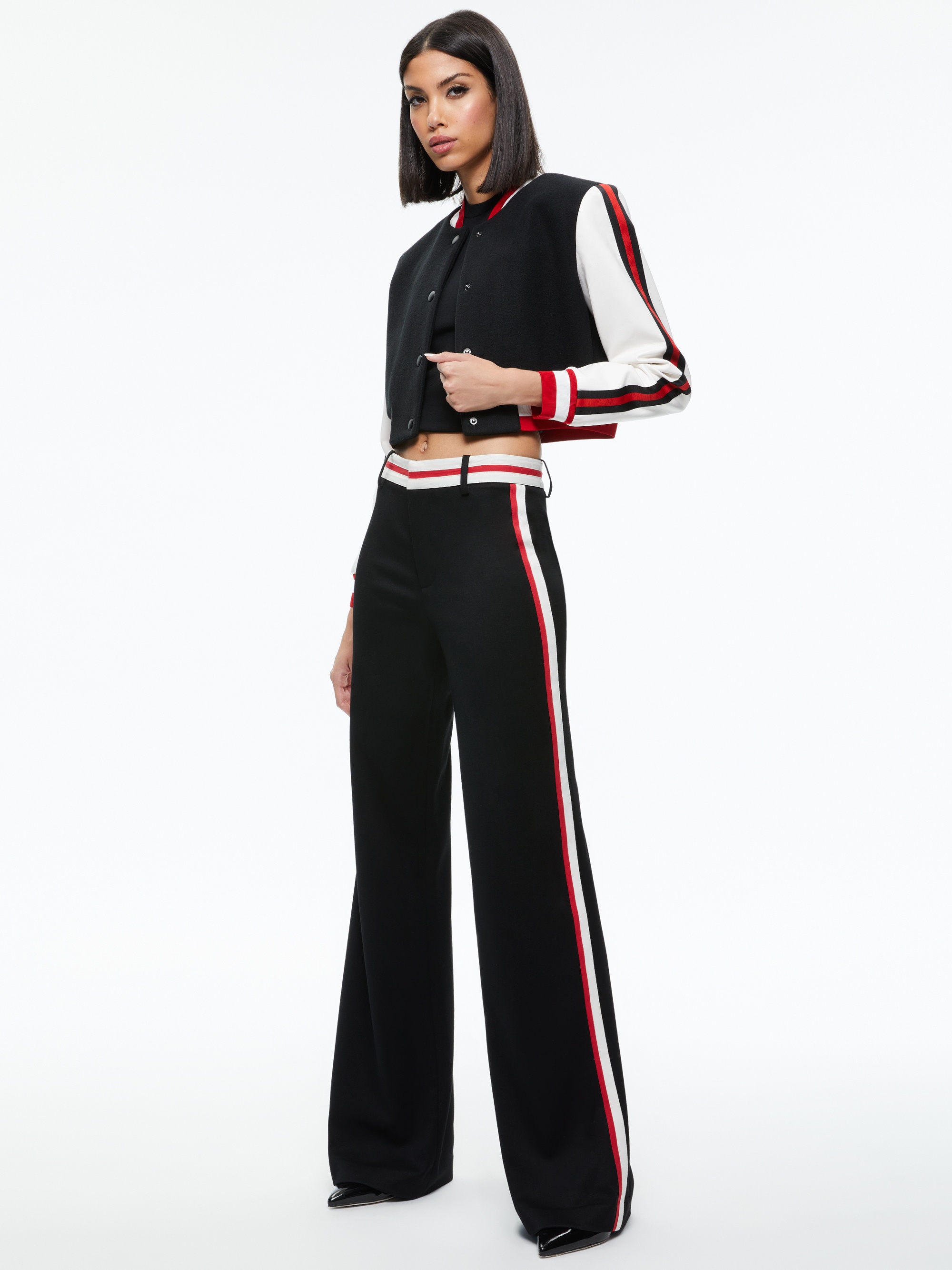 BARTON CROPPED VEGAN LEATHER VARSITY JACKET - 6