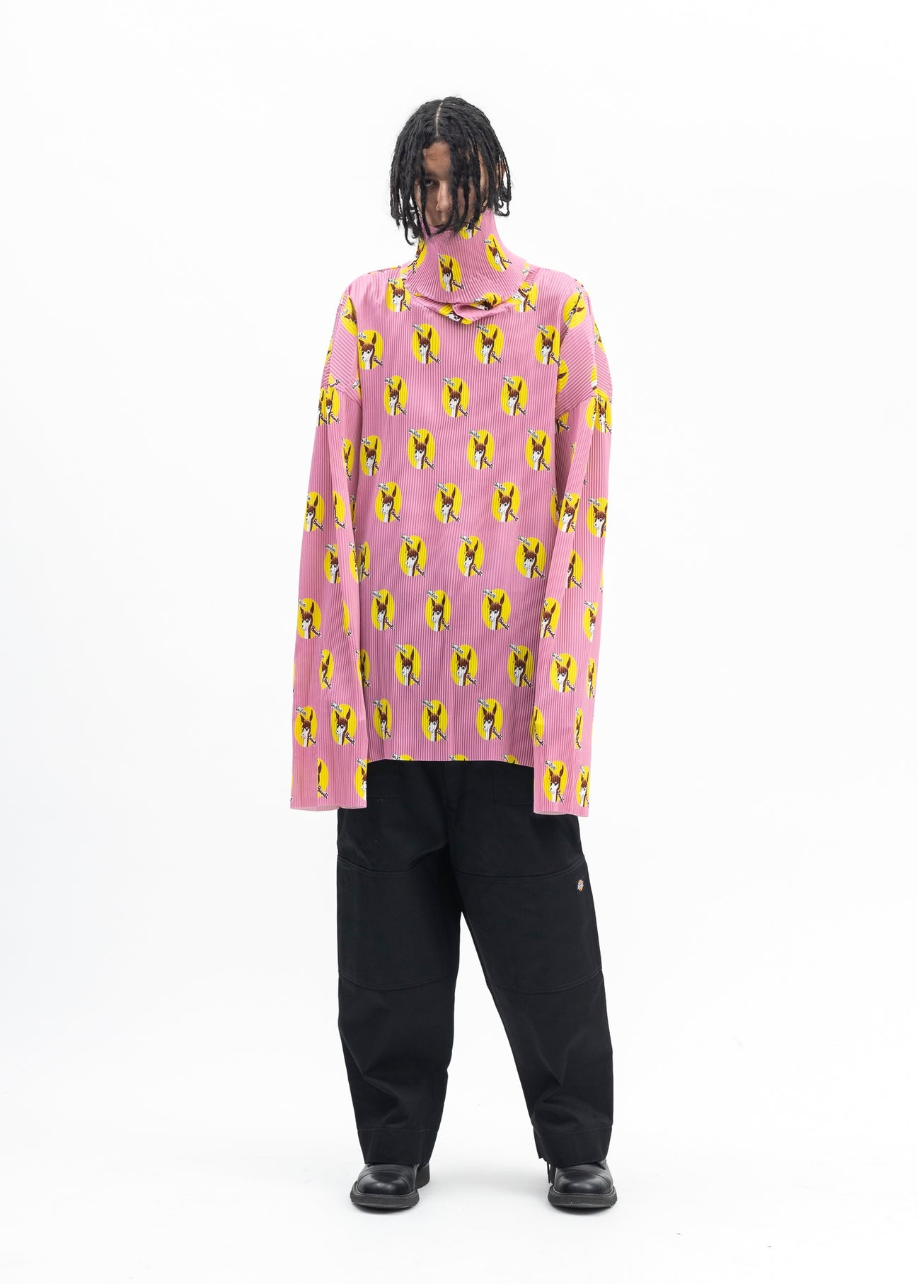 PINK WHO KILLED BAMBI HI-NECK PLEATED PULLOVER COLLABORATION WITH JAMIE REID. - 5