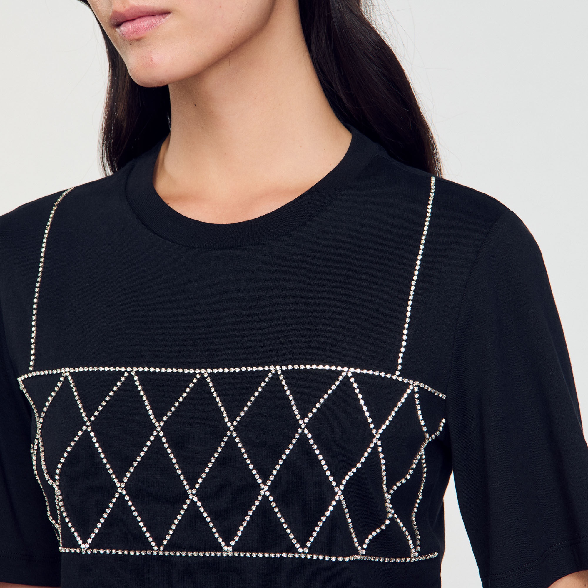 RHINESTONE CROPPED T-SHIRT - 4