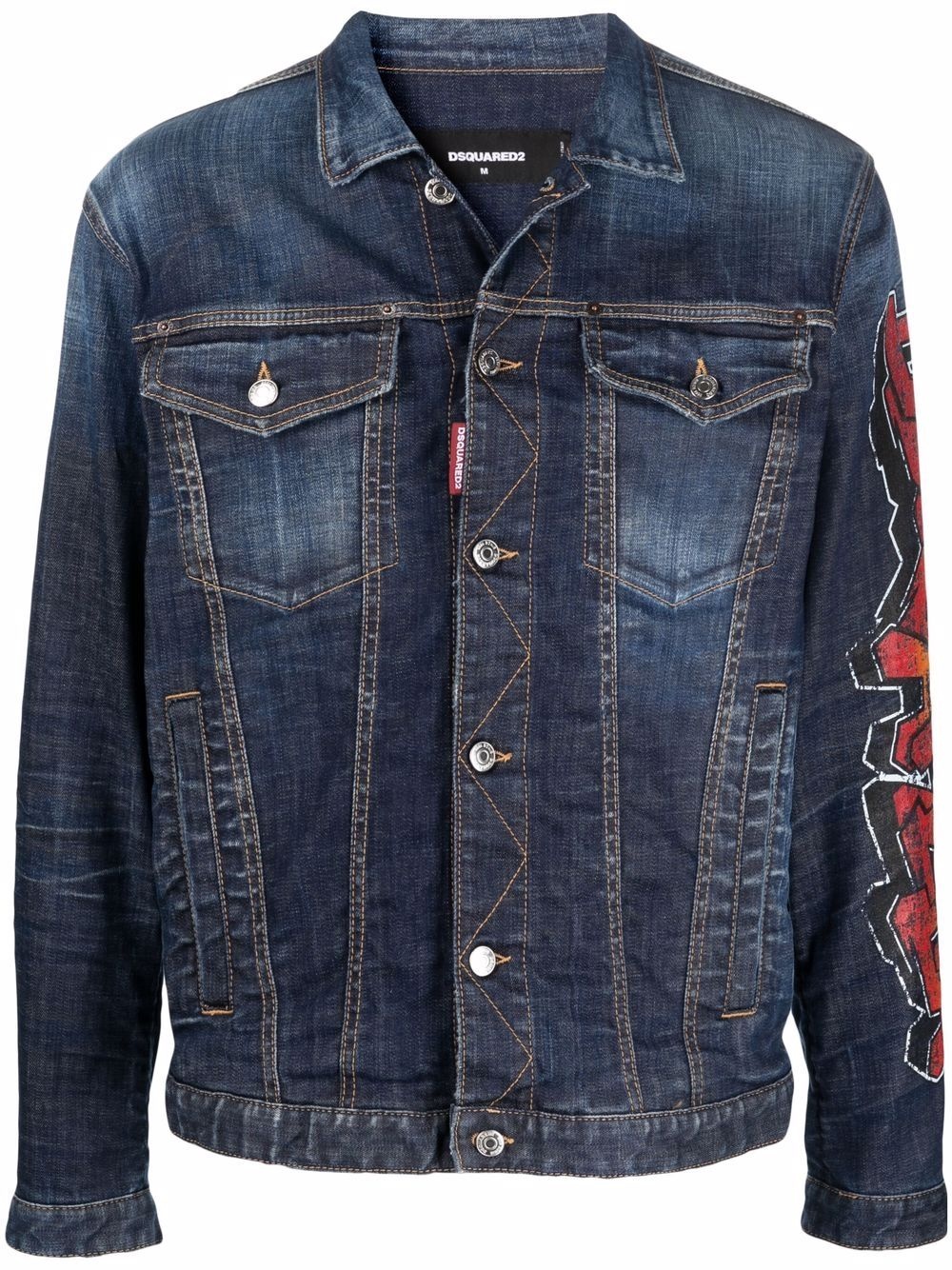 graffiti logo-print denim jacket - 1