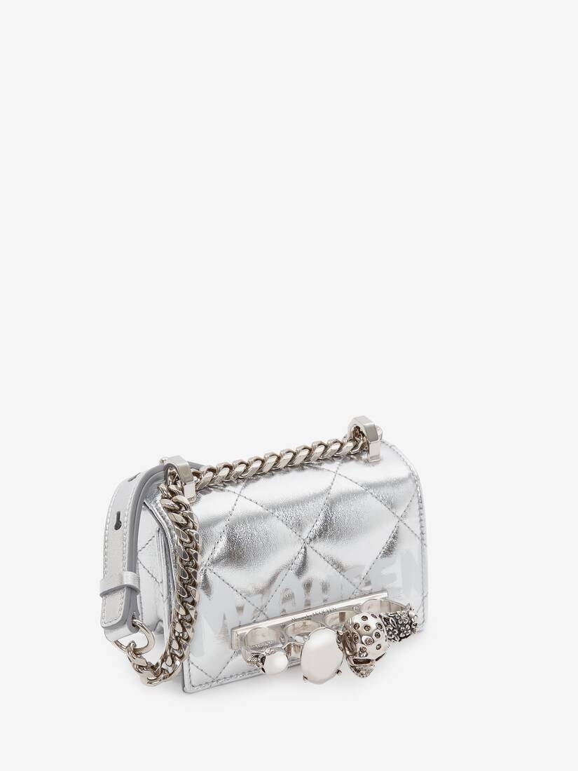 Micro Jewelled Satchel in Silver/white - 2