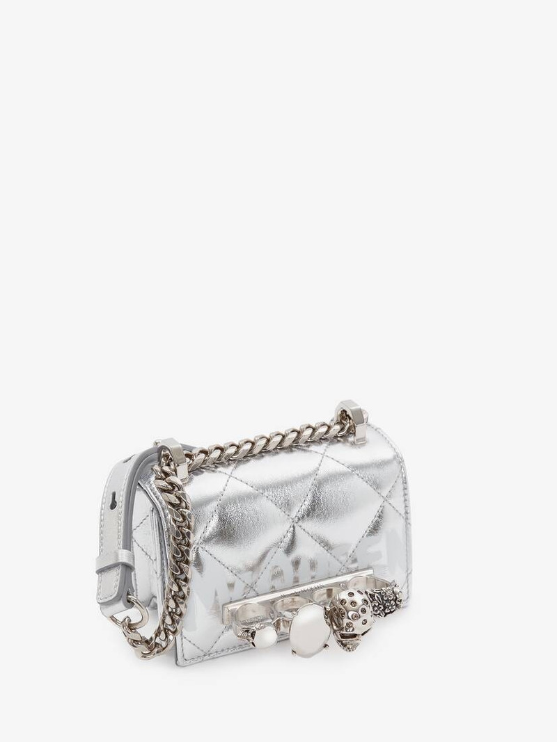 Alexander McQueen Micro Jewelled Satchel in Silver/white outlook