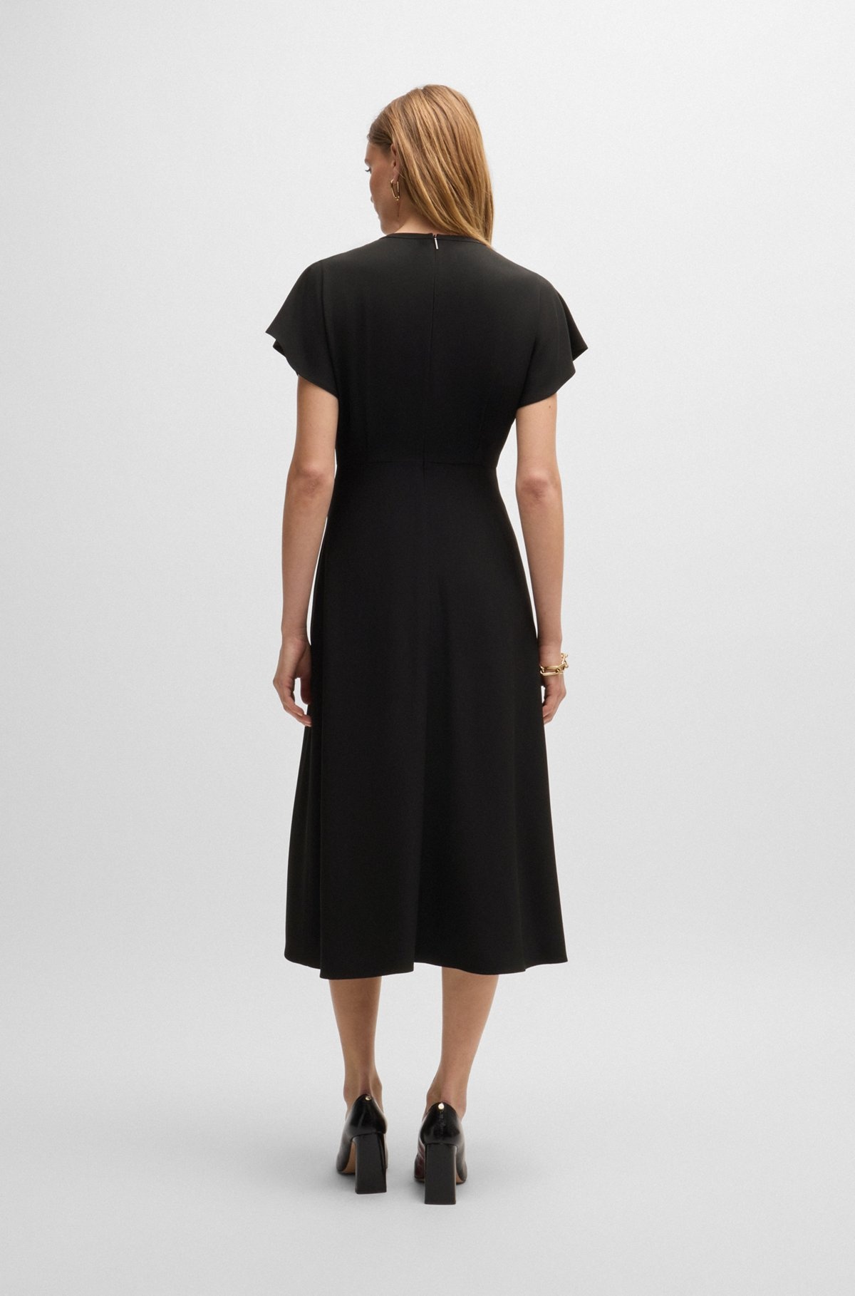 KEYHOLE-NECKLINE DRESS WITH PLISSÉ INSERT - 4