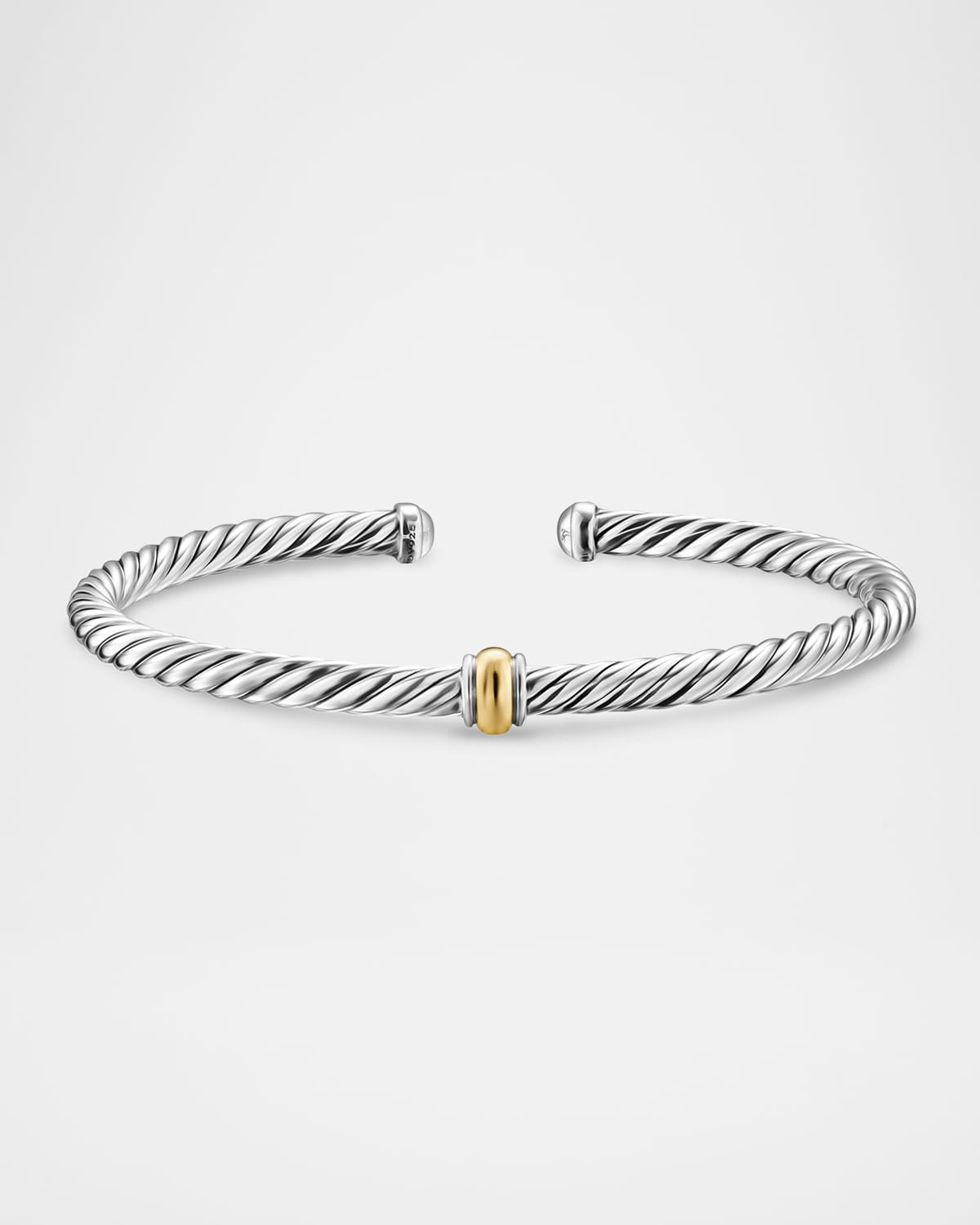Cable Flex Center Station Bracelet in Silver and 14K Gold, 4mm - 5