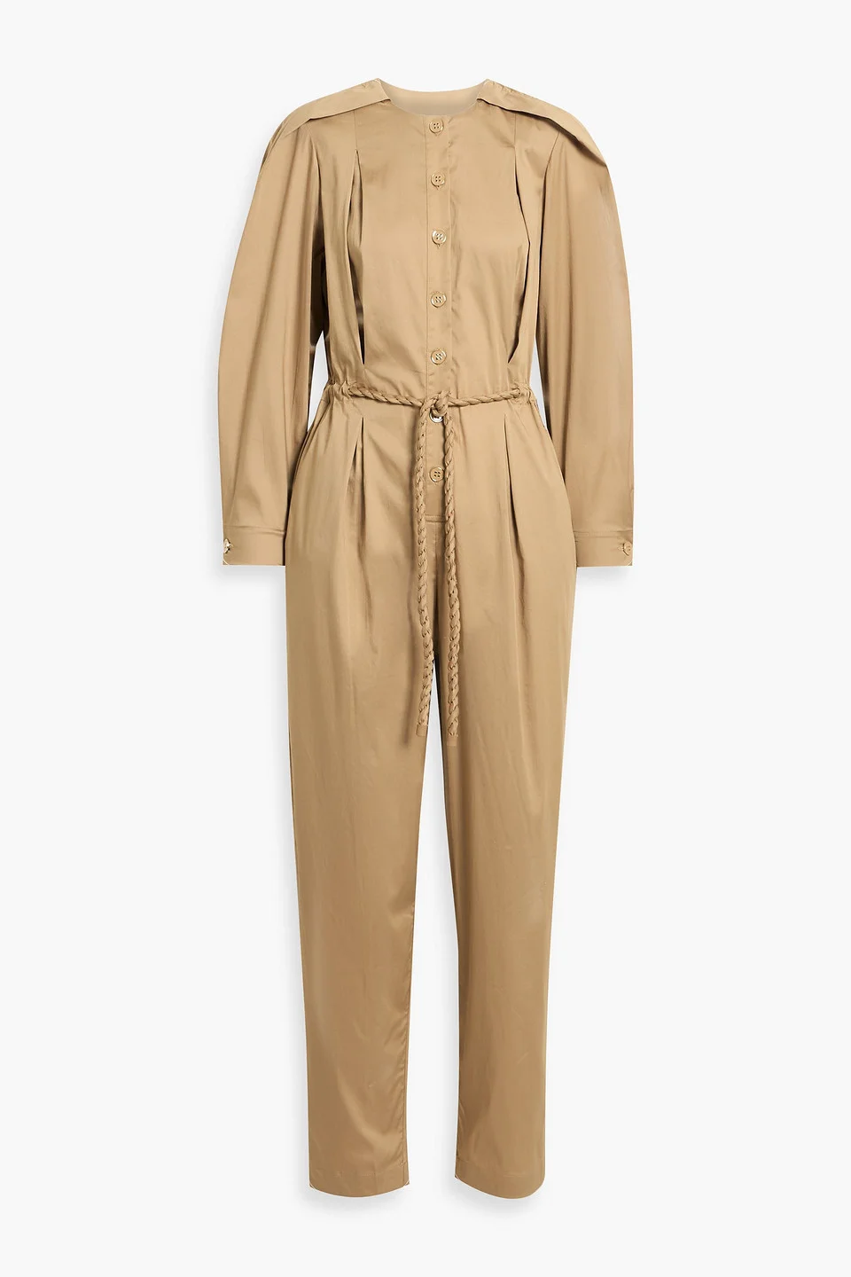 Belted cotton-blend jumpsuit - 1