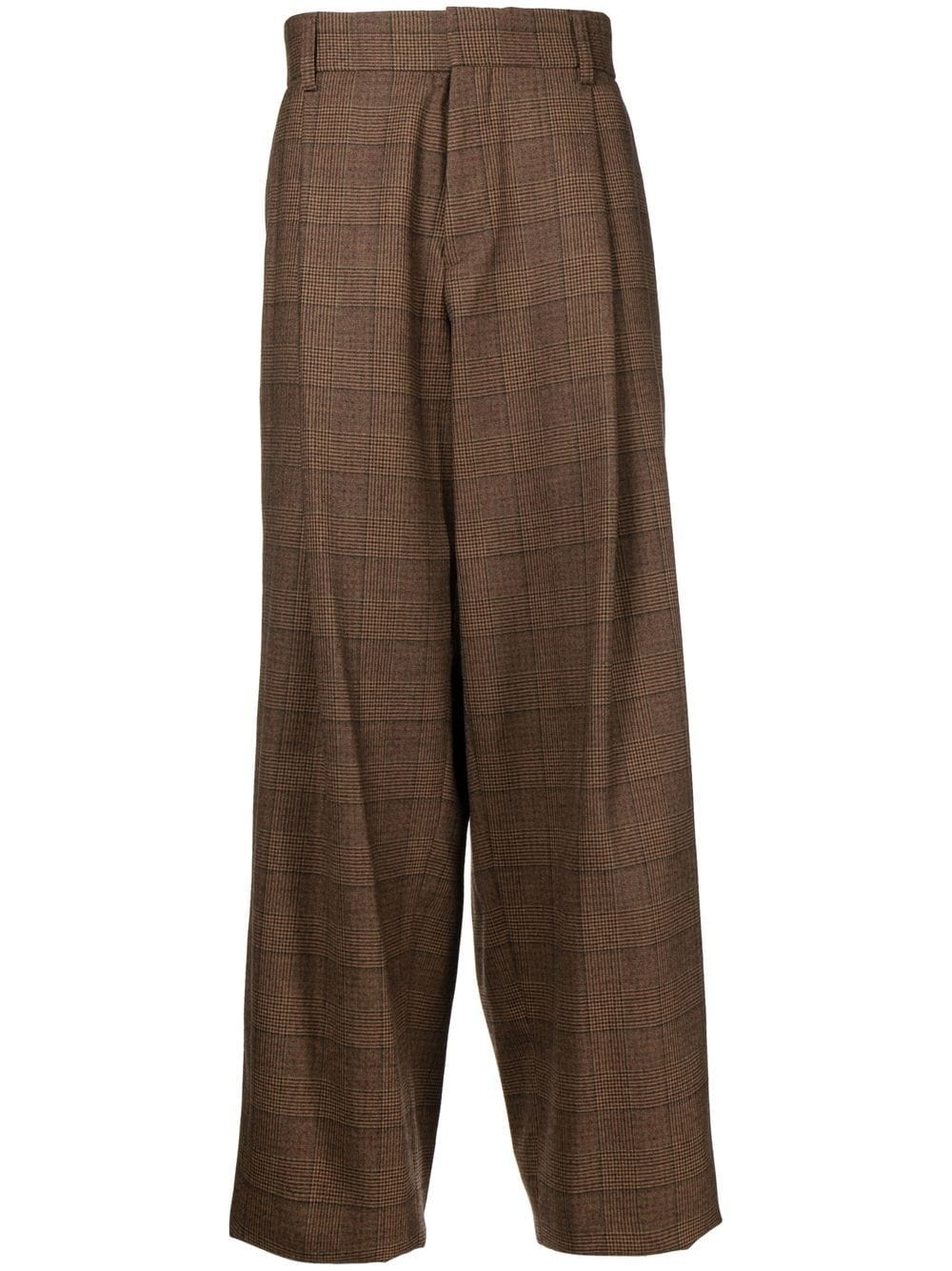 plaid check-pattern wide-leg trousers - 1