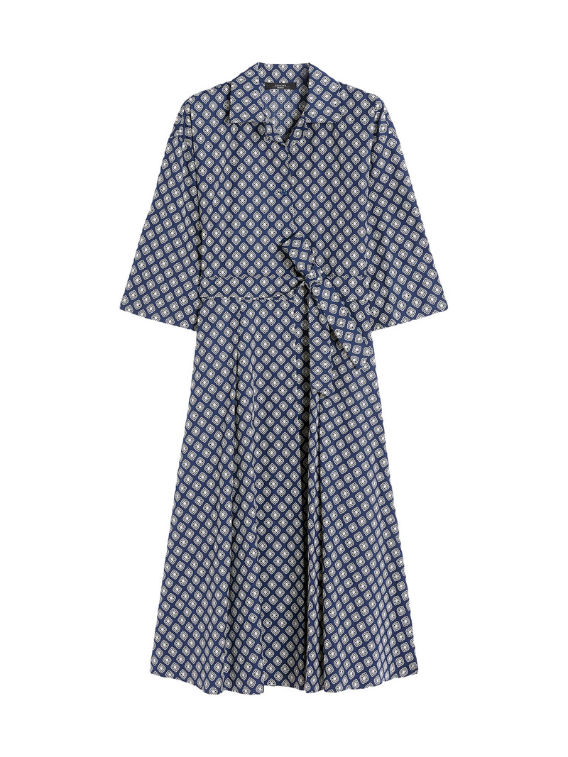 Women's Printed Cotton Poplin Dress - Navy 1