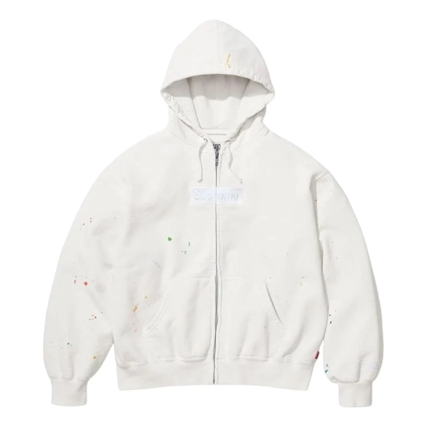 Supreme x MM6 Maison Margiela Box Logo Zip Up Hooded Sweatshirt 'White' SUP-SS26-100-WHT - 1
