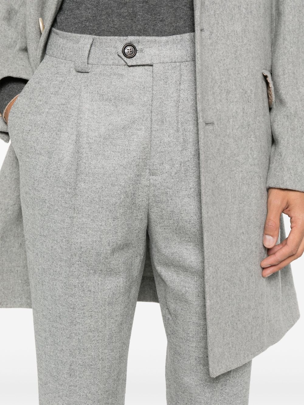 herringbone-pattern trousers - 5