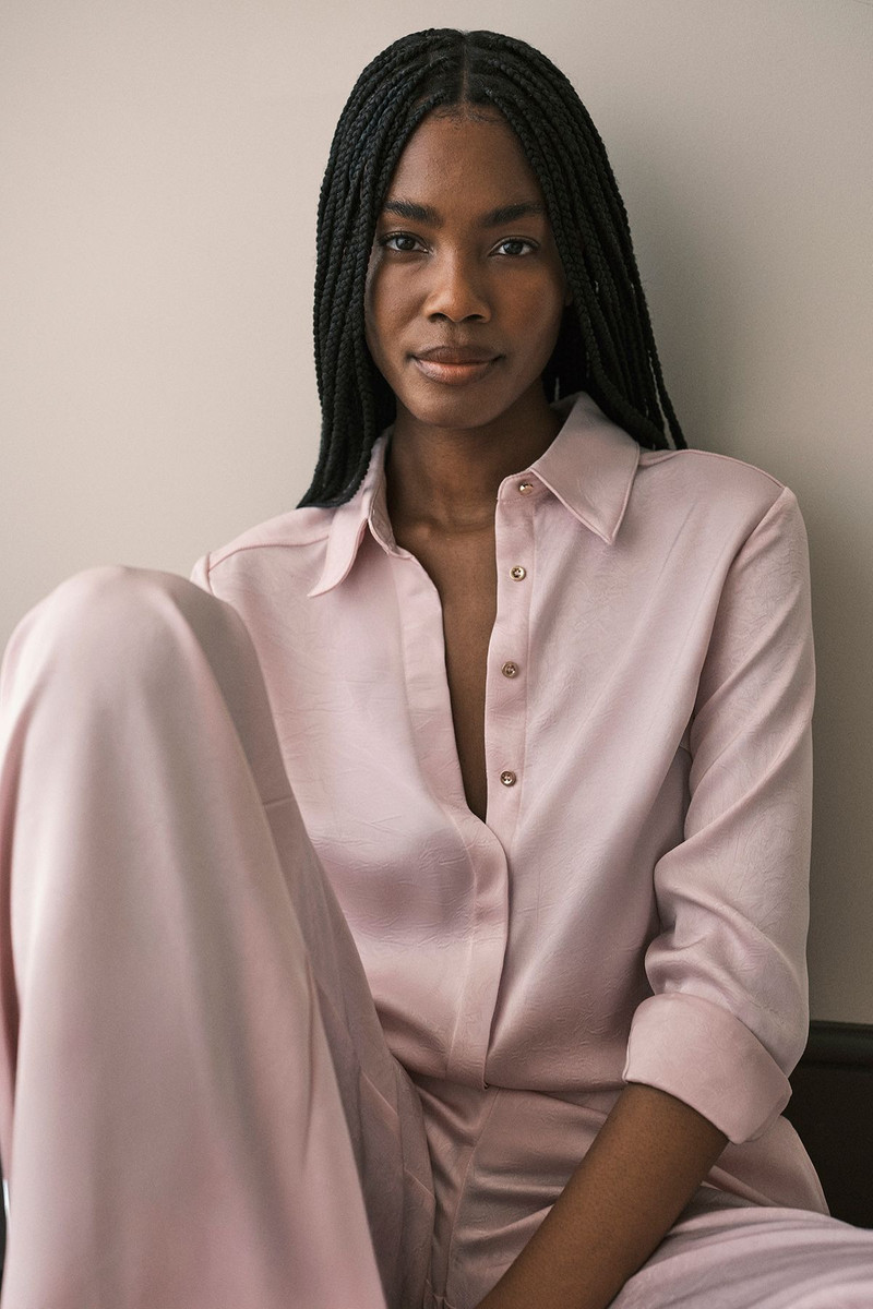 Hammered Satin Relaxed Woven Shirt 1