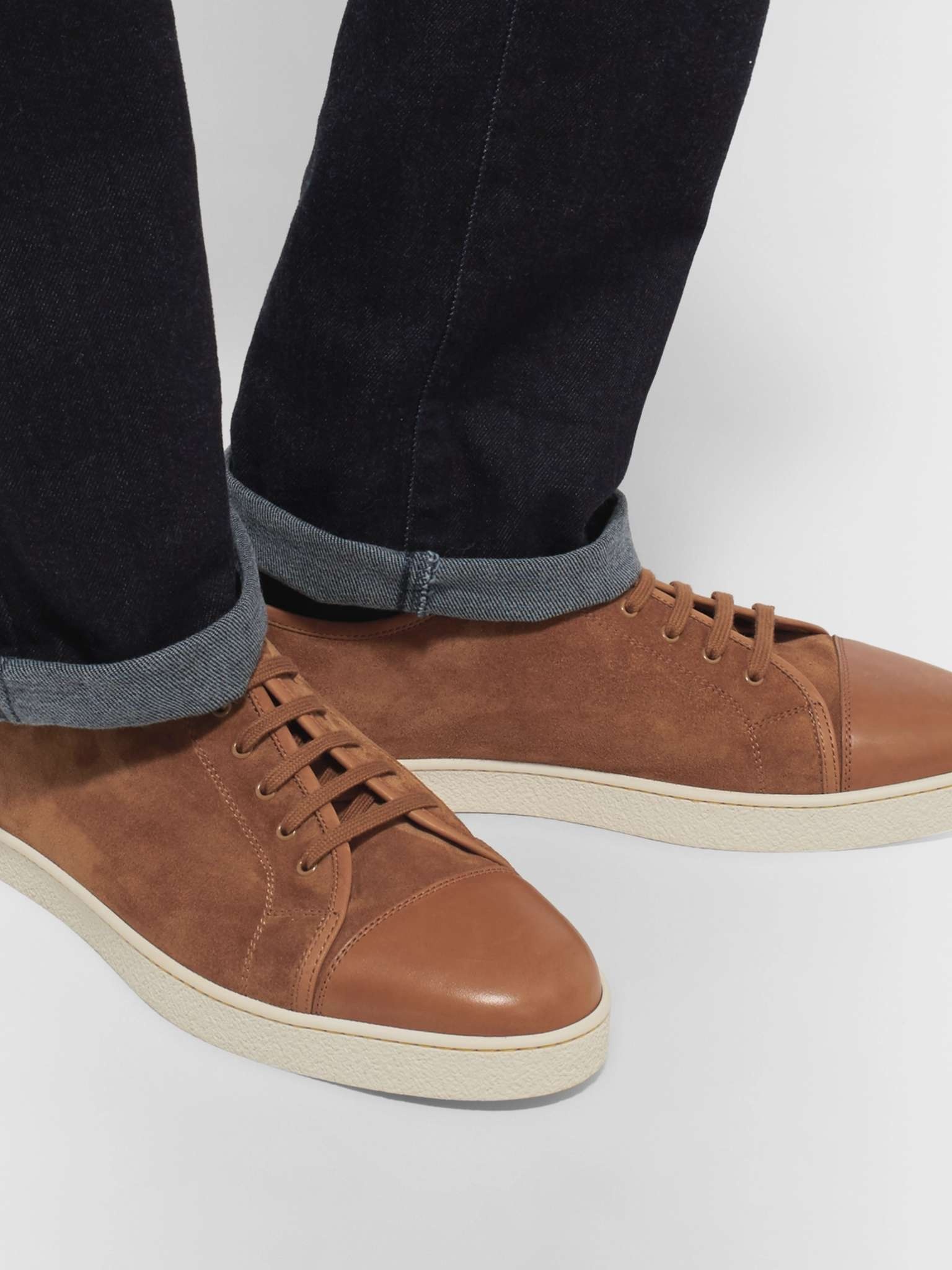 Levah Cap-Toe Suede and Leather Sneakers - 10