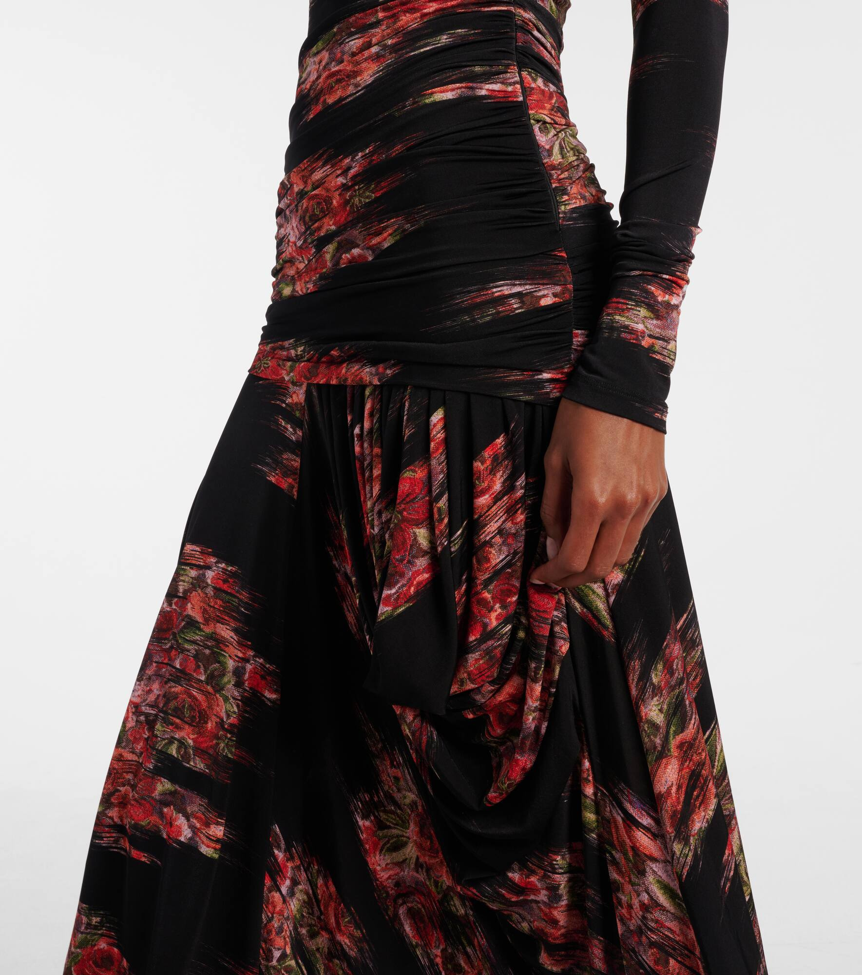 Floral ruched jersey maxi dress - 5
