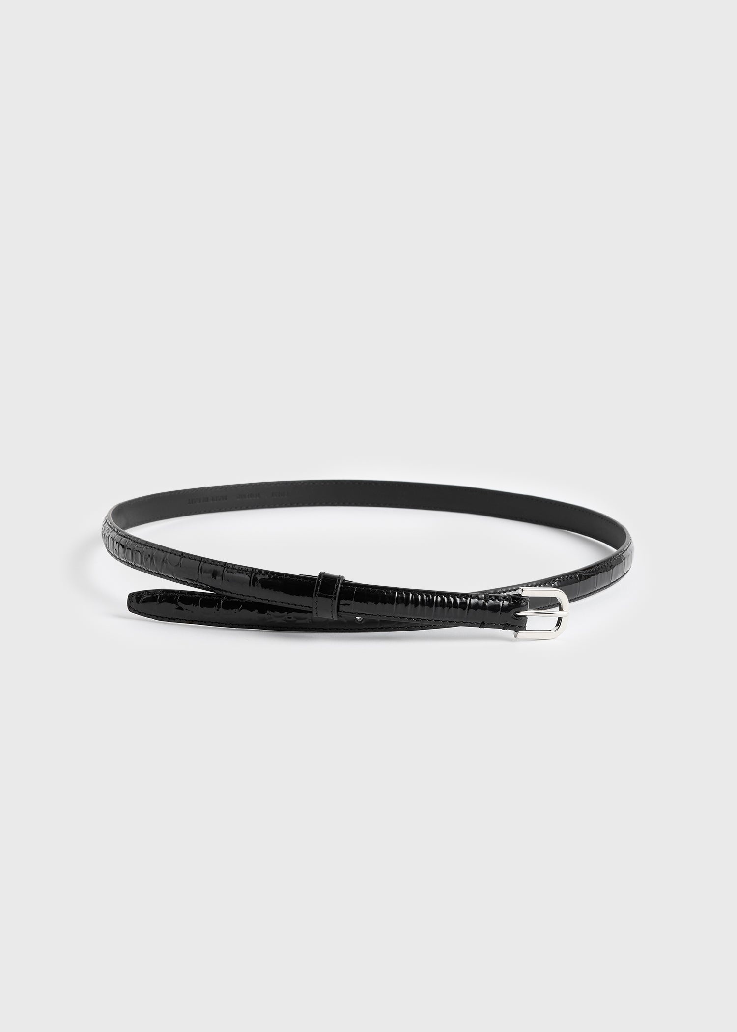Thin croco-embossed belt black - 5