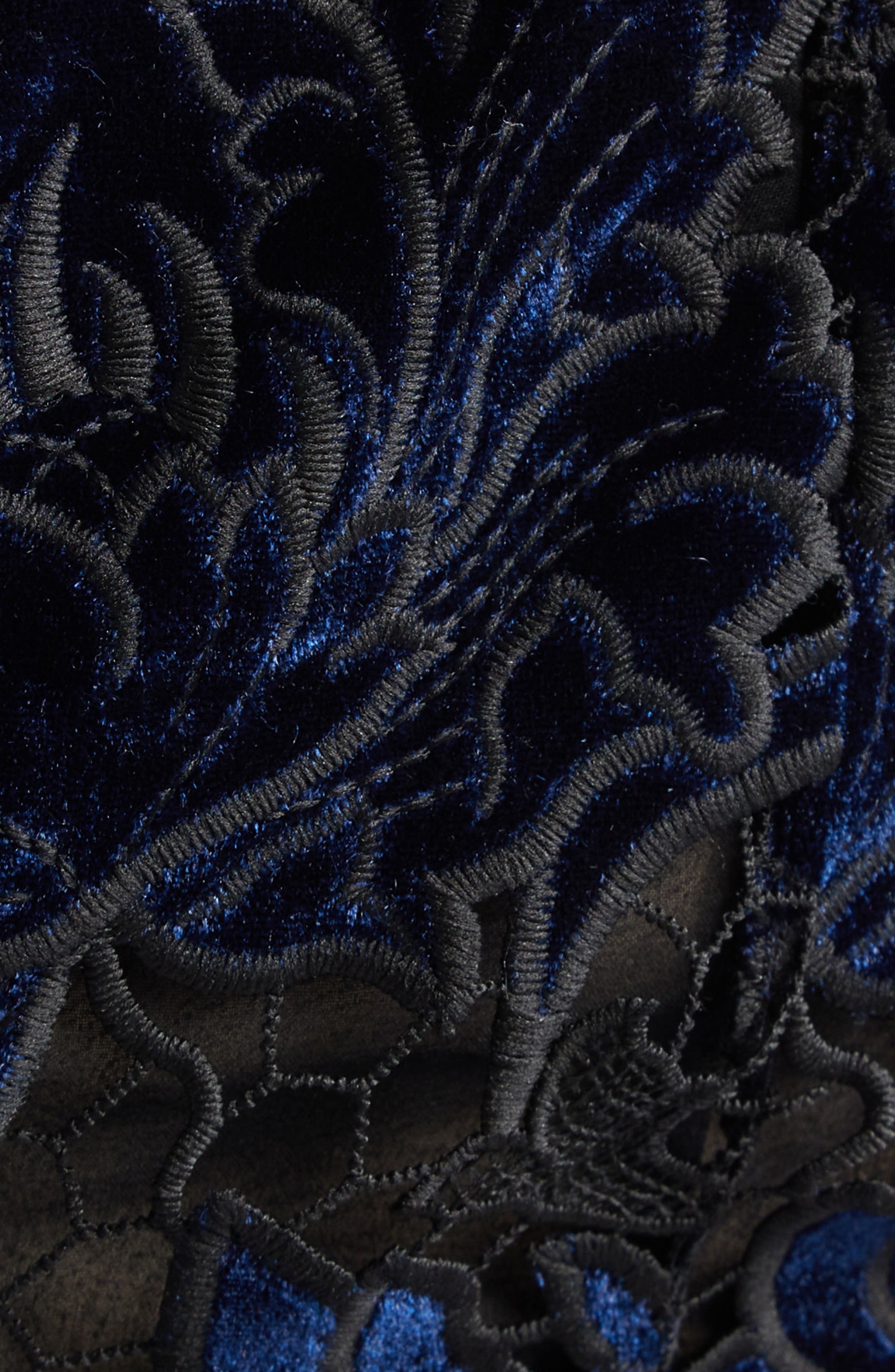 Oscar de la Renta Peony Velvet Guipure Lace Dress in Navy at Nordstrom - 6