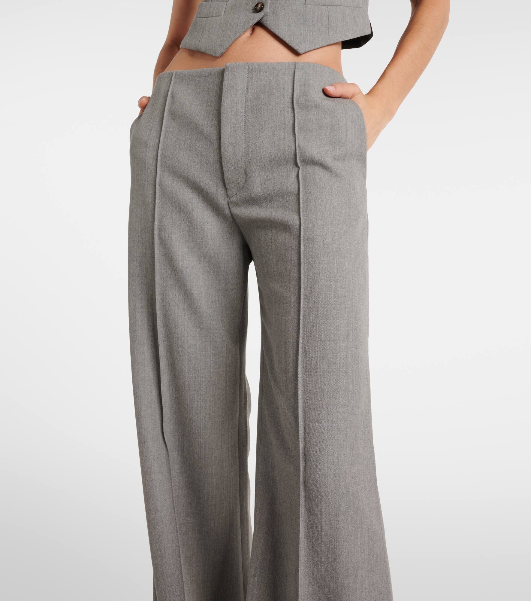 Wool wide-leg pants - 4
