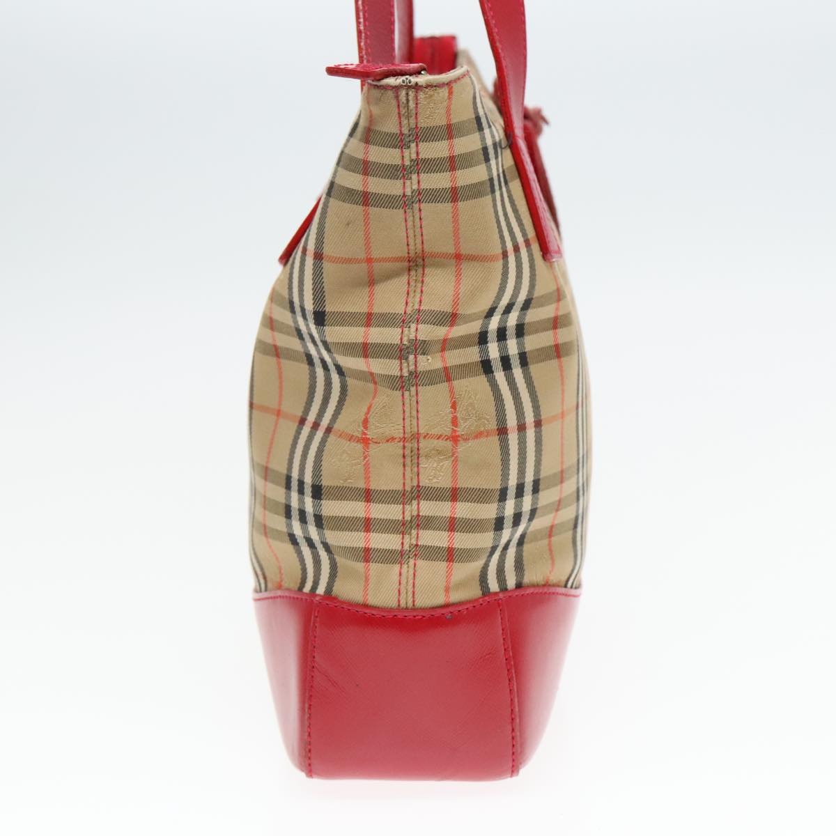 Burberry Nova Check Hand Bag Canvas Leather Beige Red Gold - 3