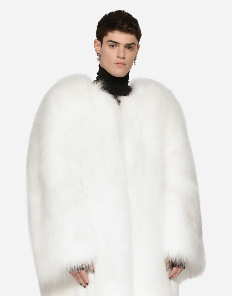 Single-breasted faux fur coat - 3