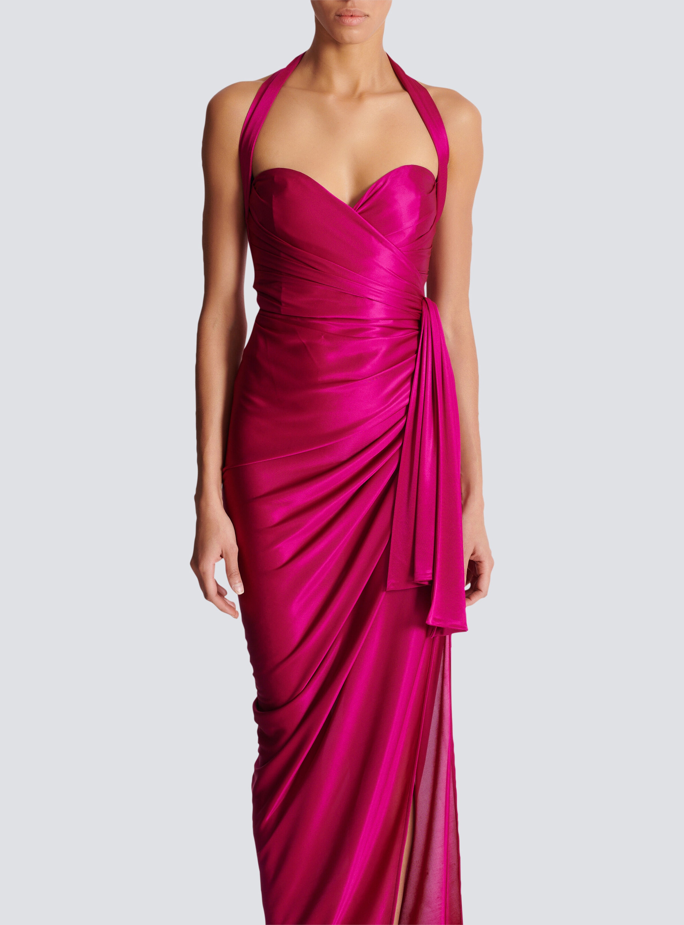 Flowing draped interlock jersey dress - 5
