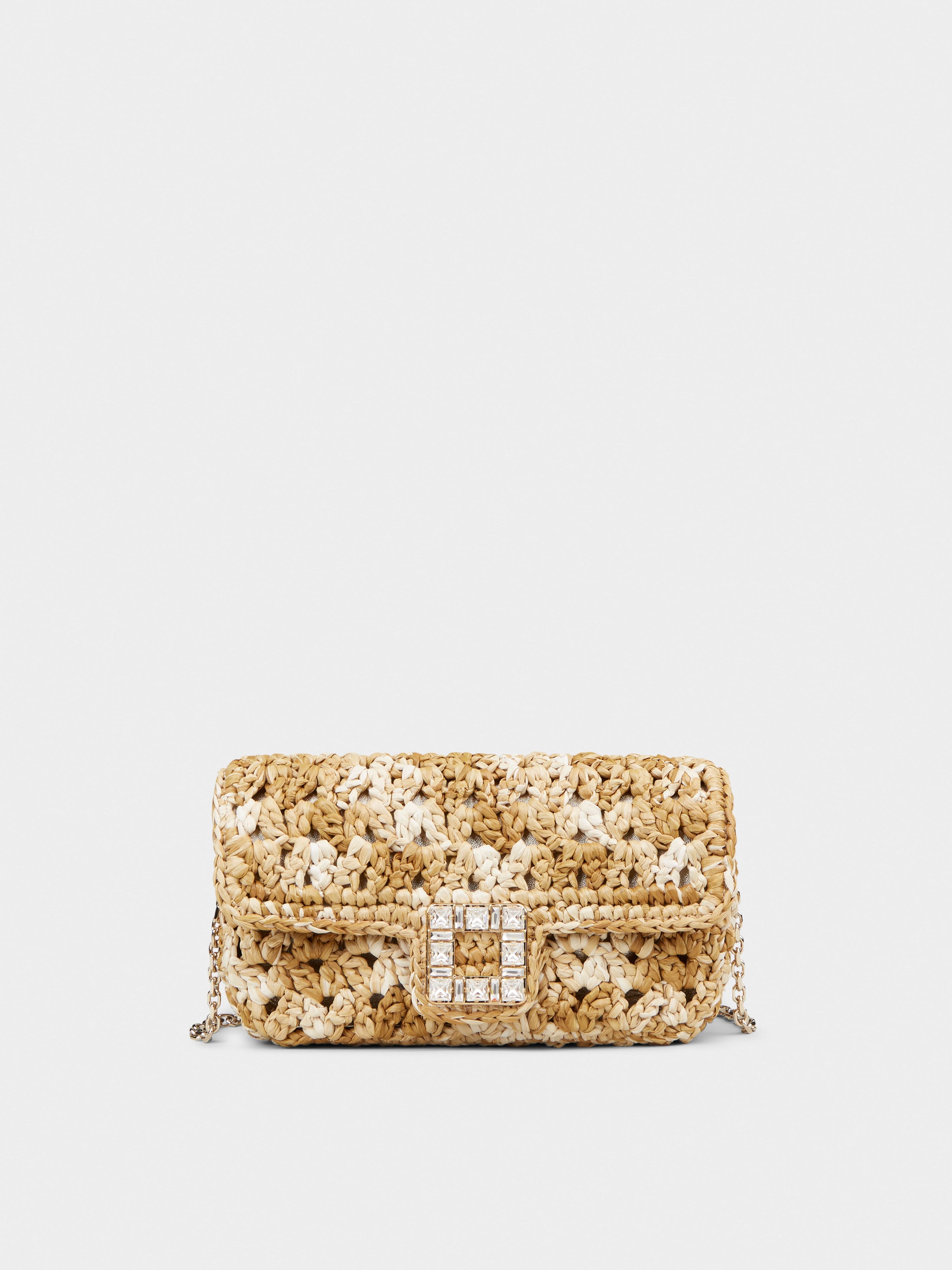 Jeu de Fille Crochet Strass Buckle Clutch Bag in Raffia - 1