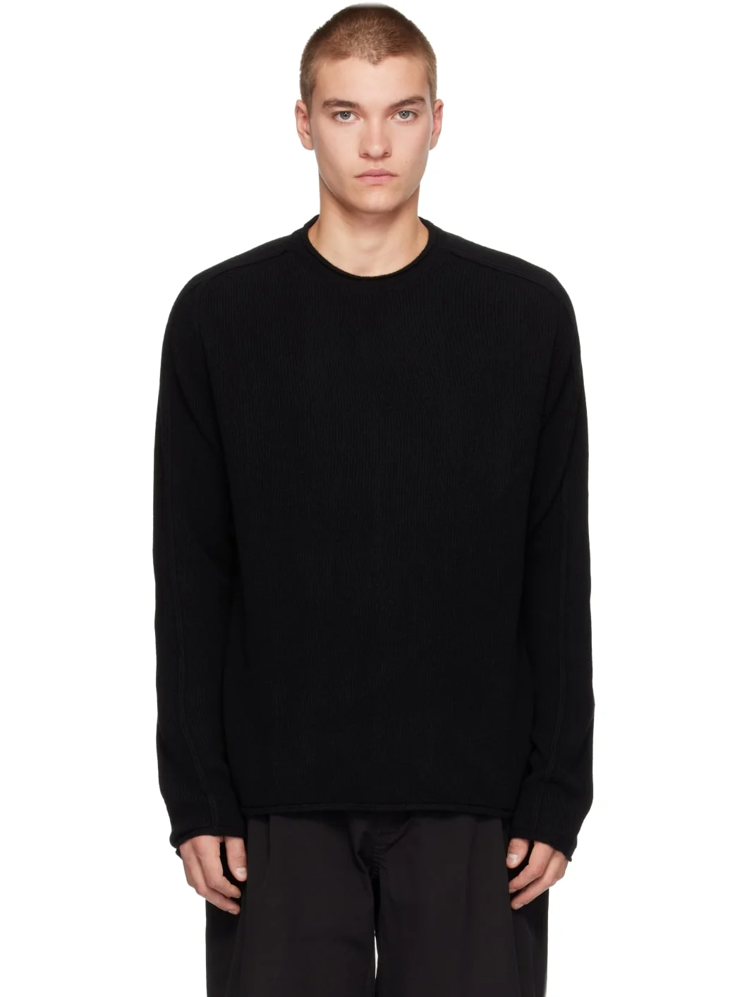 Black Inside Out Seam Sweater - 1