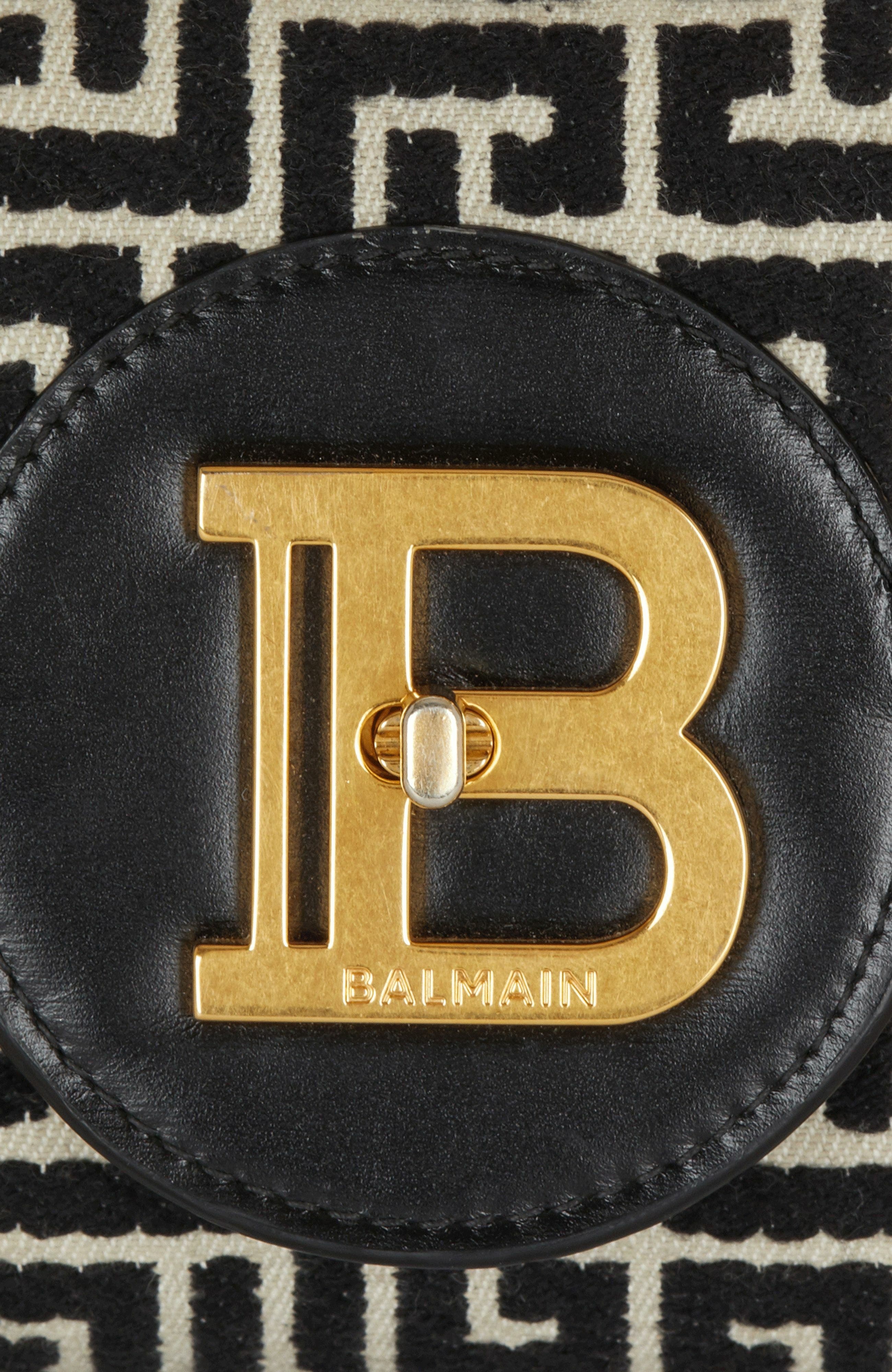 Balmain B-Buzz Pouch 23 in monogrammed jacquard canvas and leather in Black at Nordstrom - 7