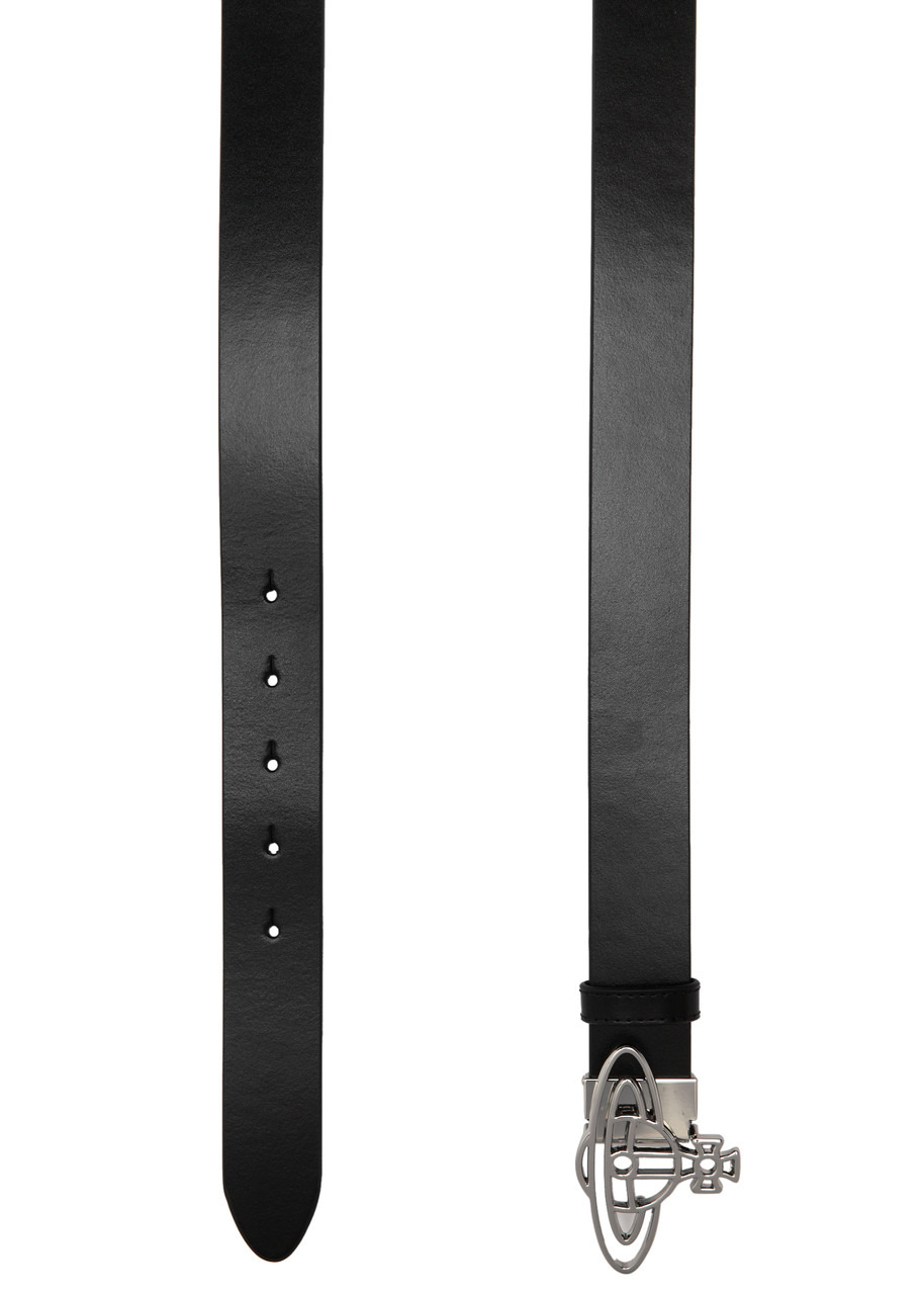 Vivienne Westwood Thin Line Orb Leather Belt - 3