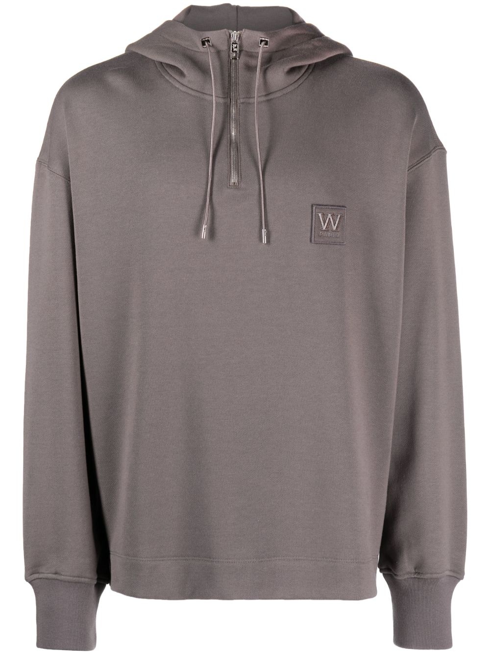 logo-patch half-zip cotton hoodie - 1