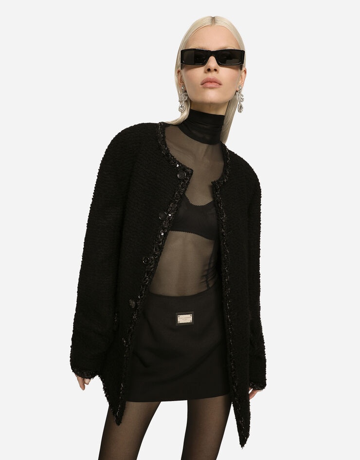 Single-breasted bouclé jacket - 4