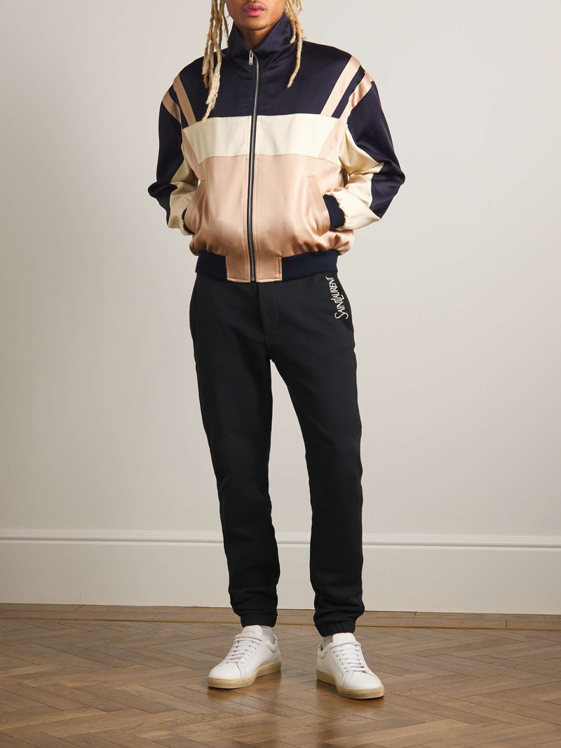 SAINT LAURENT Tapered Logo-Embroidered Cotton-Jersey Sweatpants outlook