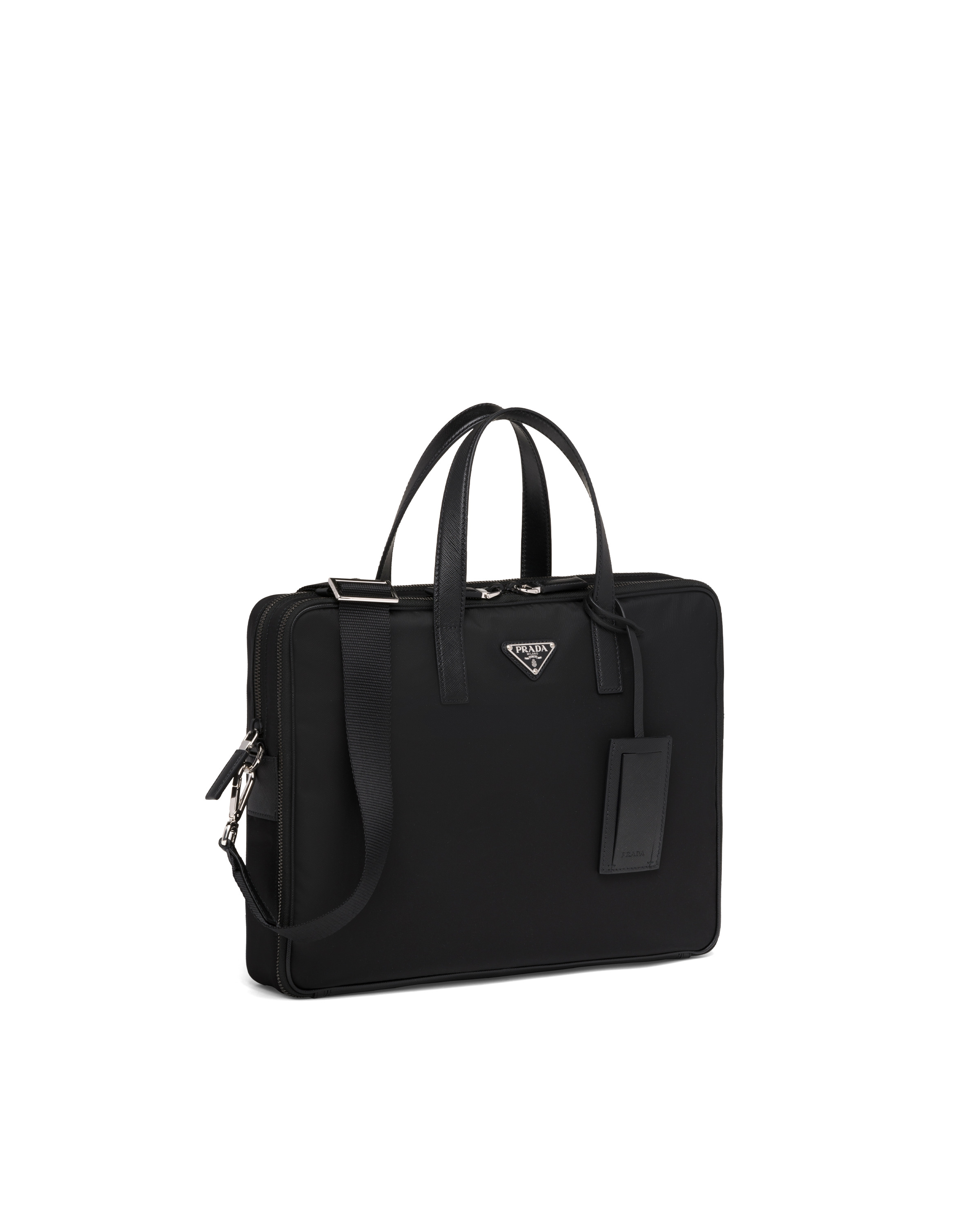 Re-Nylon and Saffiano leather briefcase - 3