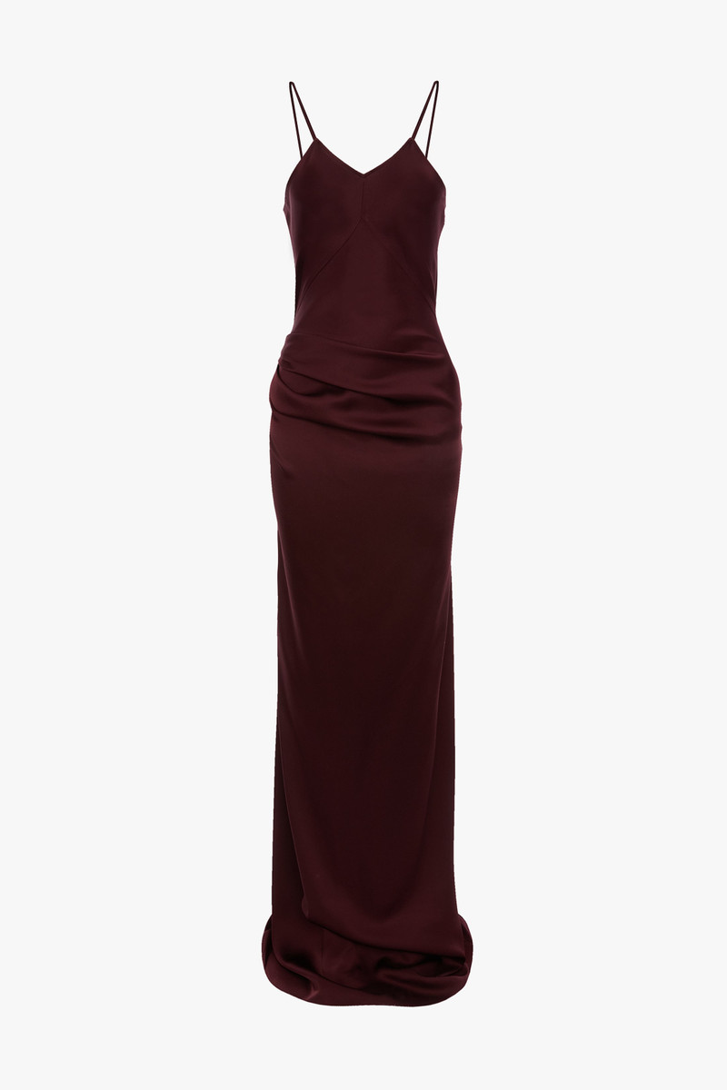 Draped Cami Floor-Length Dress In Cinnabar Red 1