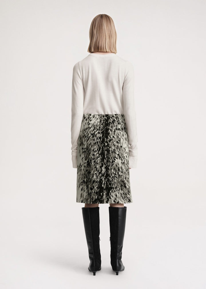 Side-split fur-print skirt grey - 4