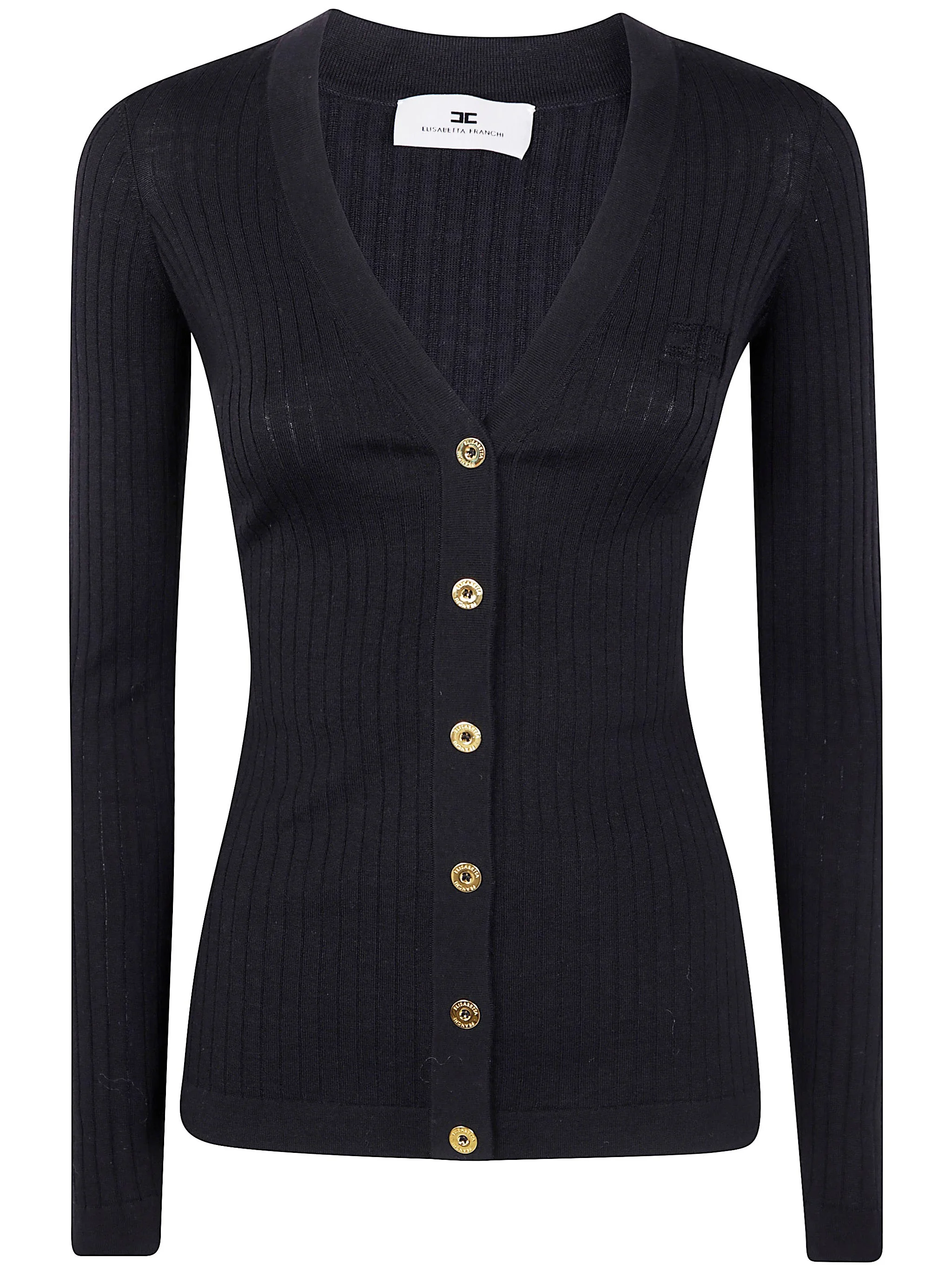 Introducing the 'TRICOT V NECK CARDIGAN' from the esteemed brand ELISABETTA FRANCHI, a stunning addi - 1