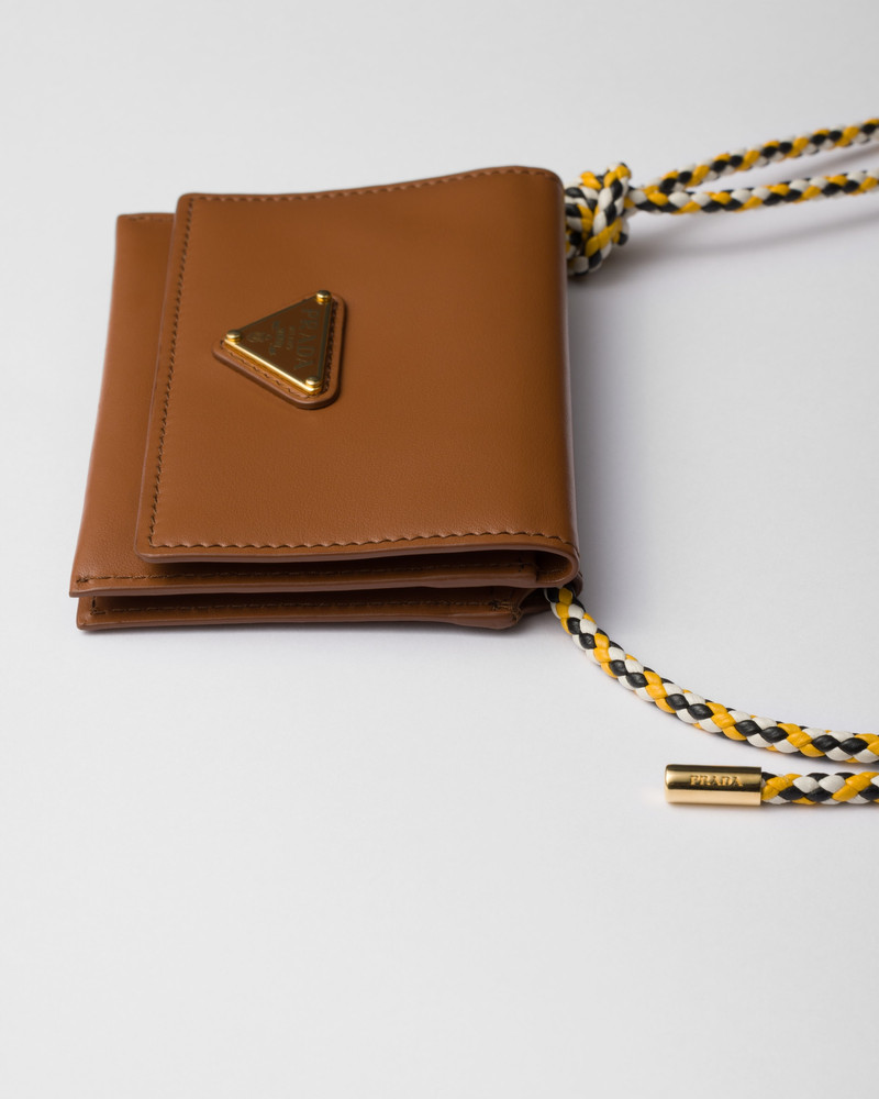 Prada Card holder with leather shoulder strap outlook
