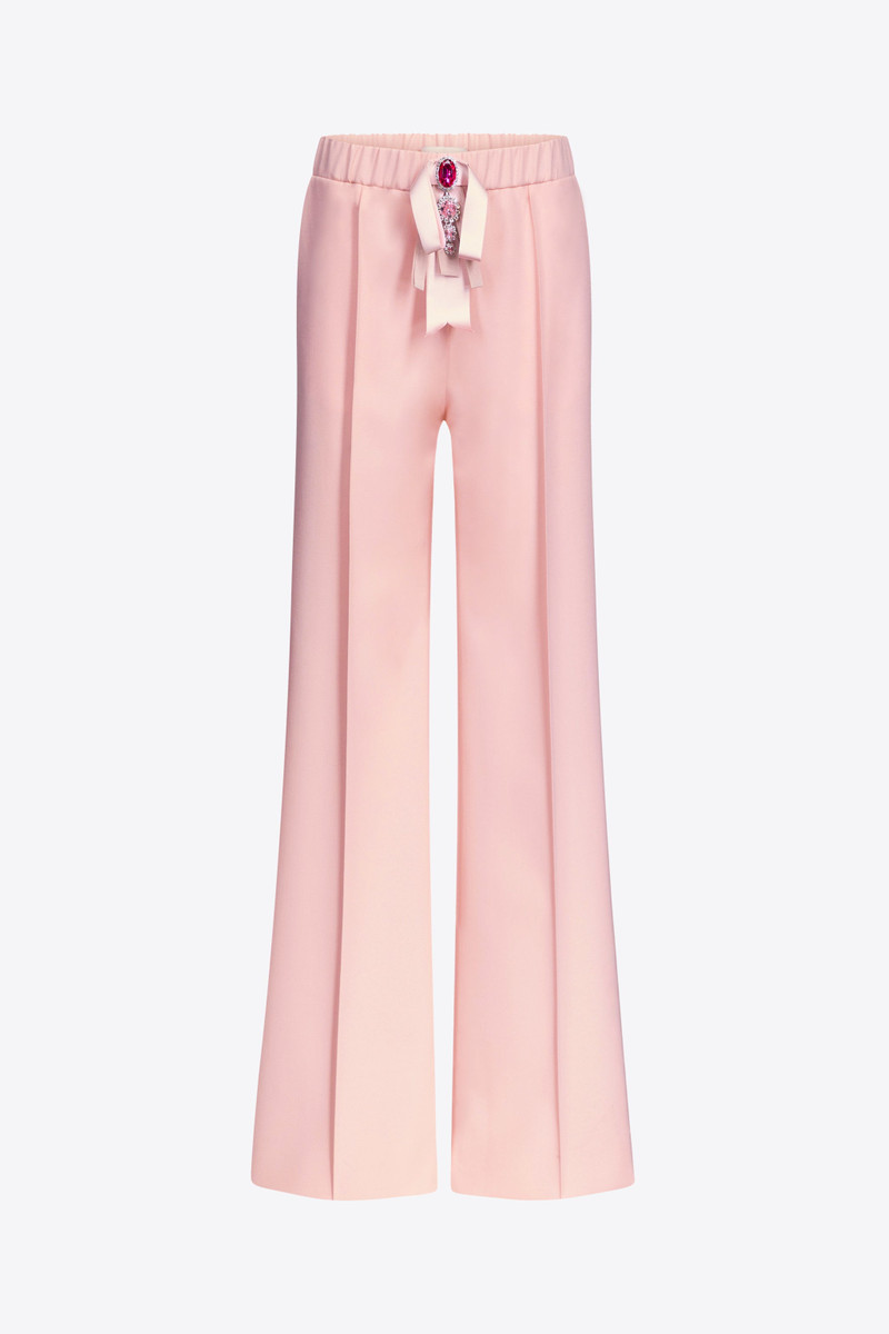 CRYSTAL EMBELLISHED BOW WIDE LEG TROUSER - 1