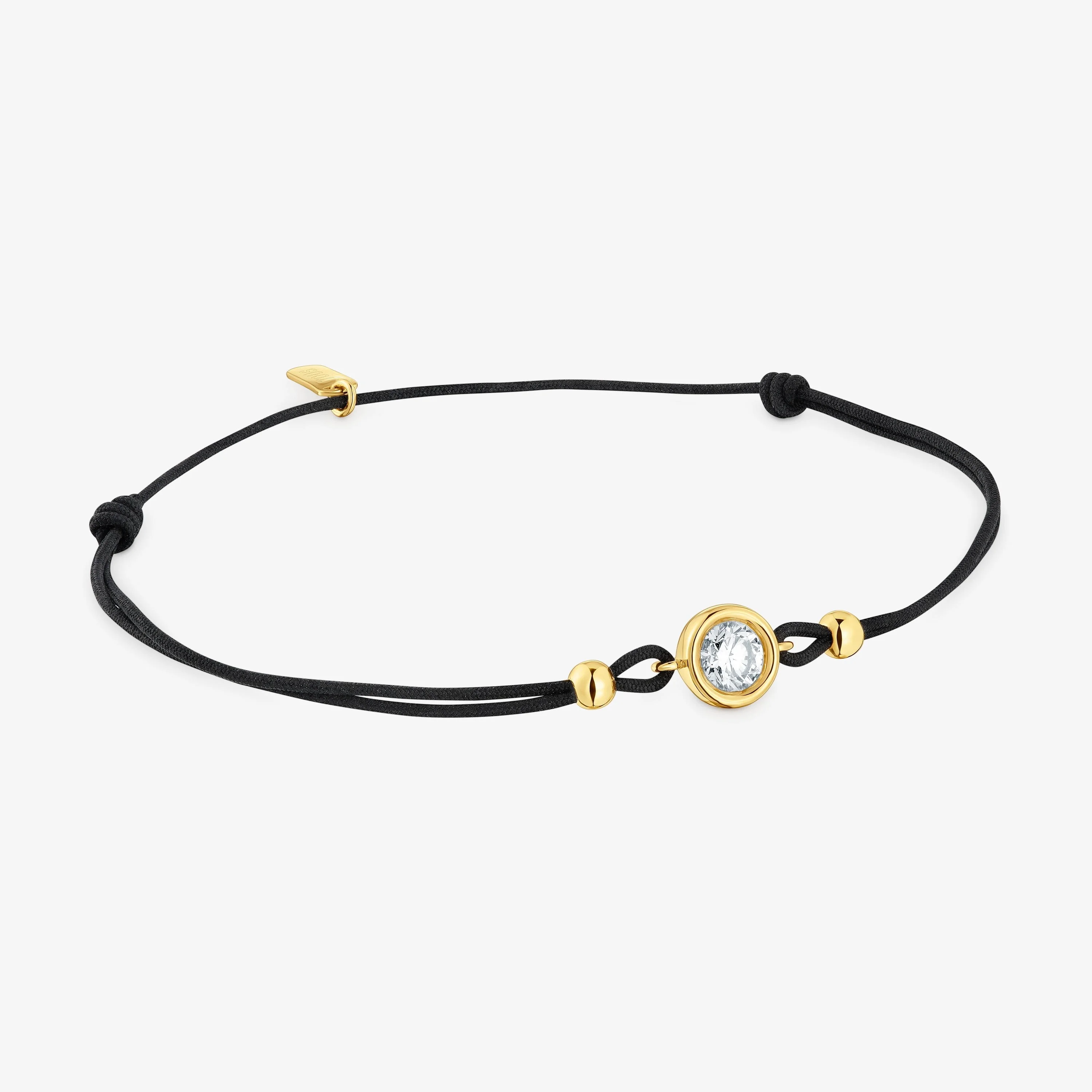 Black nylon Bracelet with 18K gold vermeil and laboratory-grown diamond Line LGD - 1